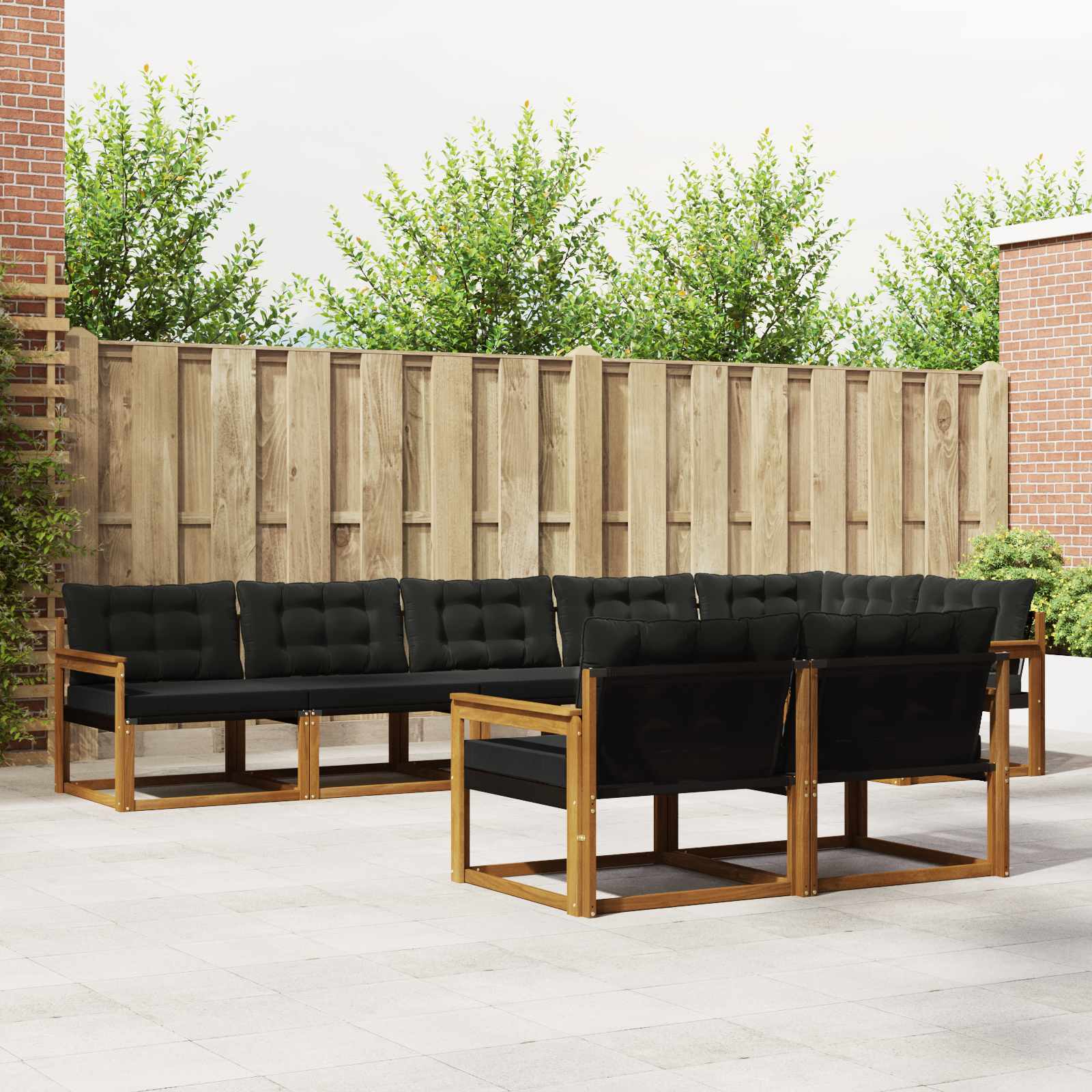 vidaXL Buiten bankenset met kussen 8 pcs Natuurlijk en Crème