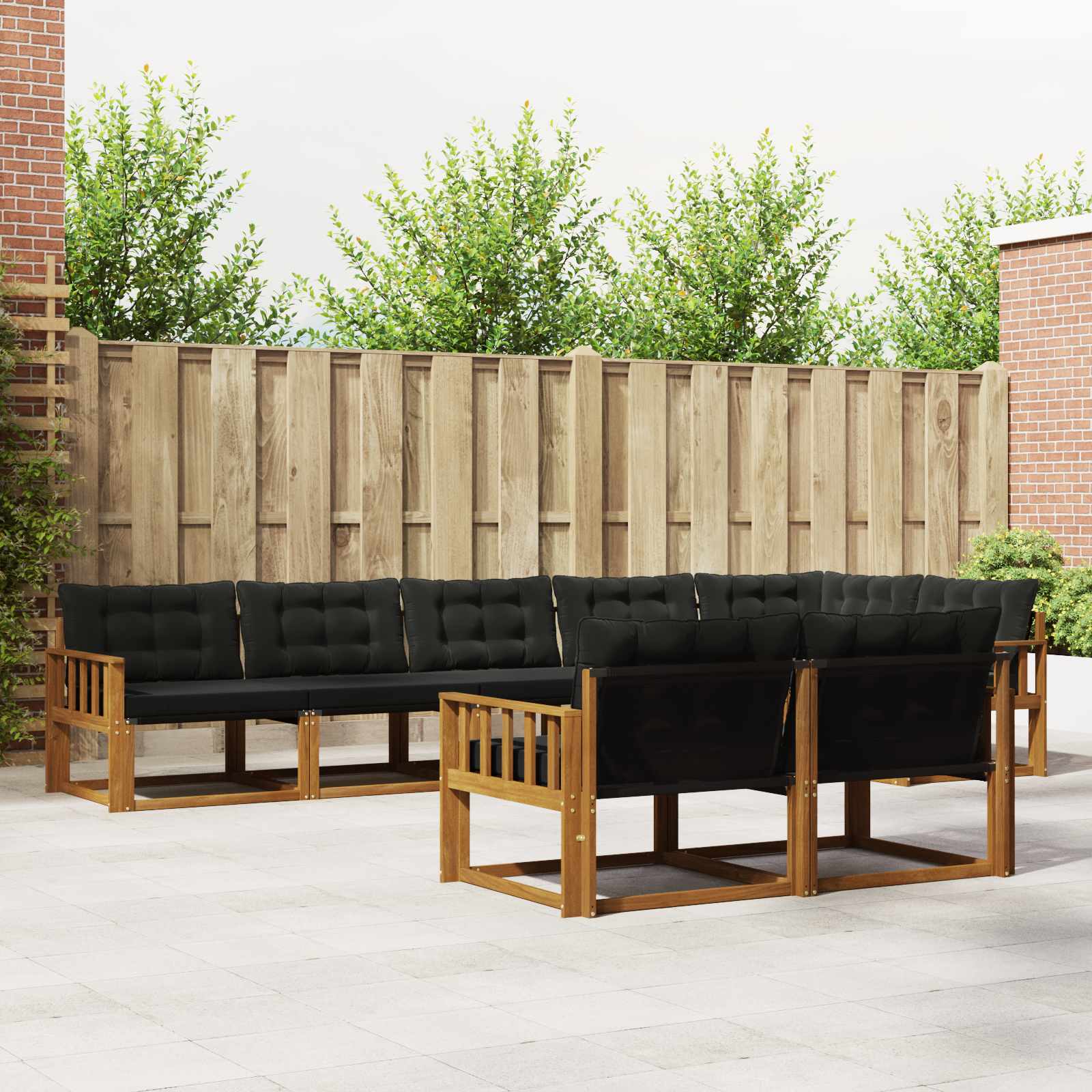 vidaXL Buiten bankenset met kussen 8 pcs Natuurlijk en Crème