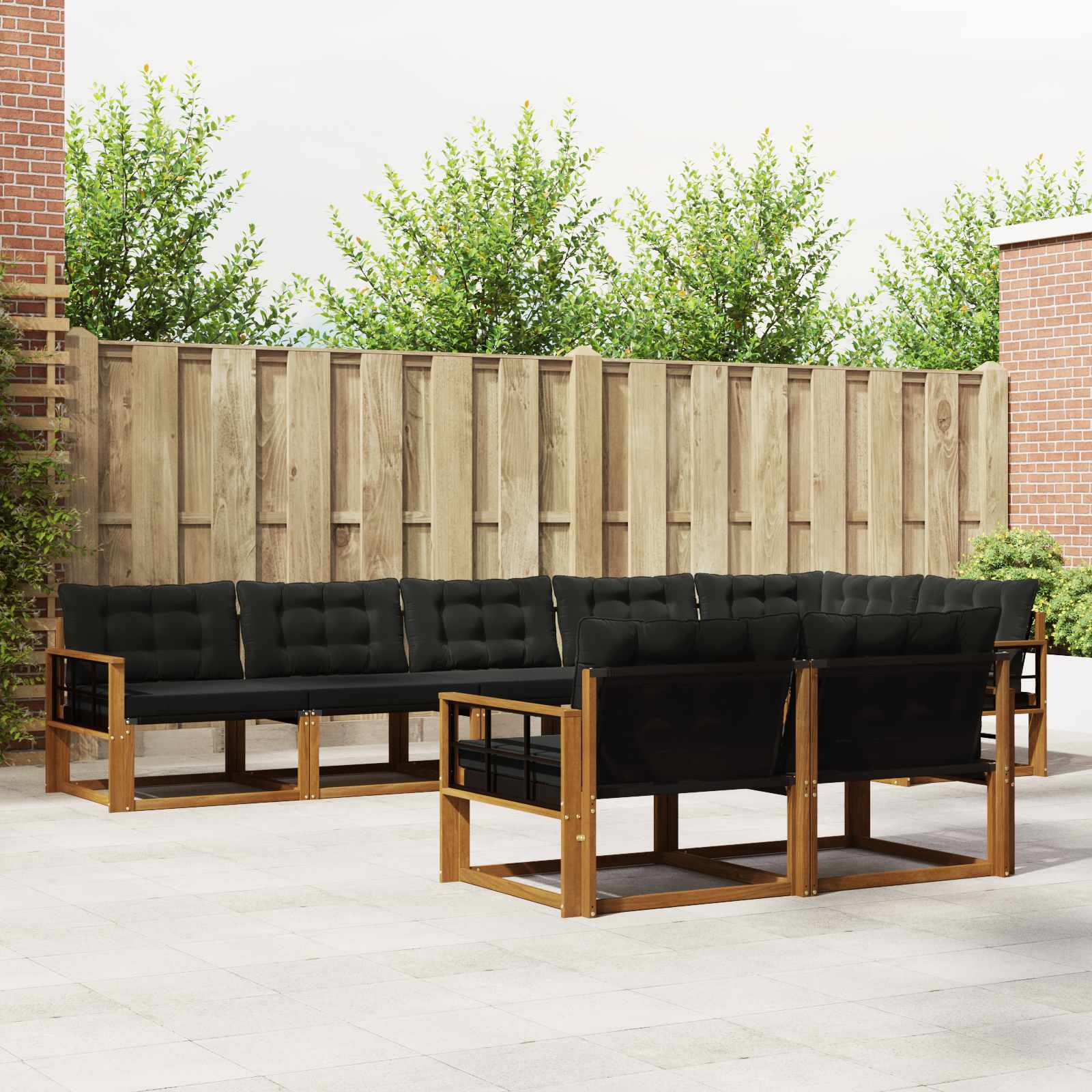 vidaXL Buiten bankenset met kussen 8 pcs Natuurlijk en Crème