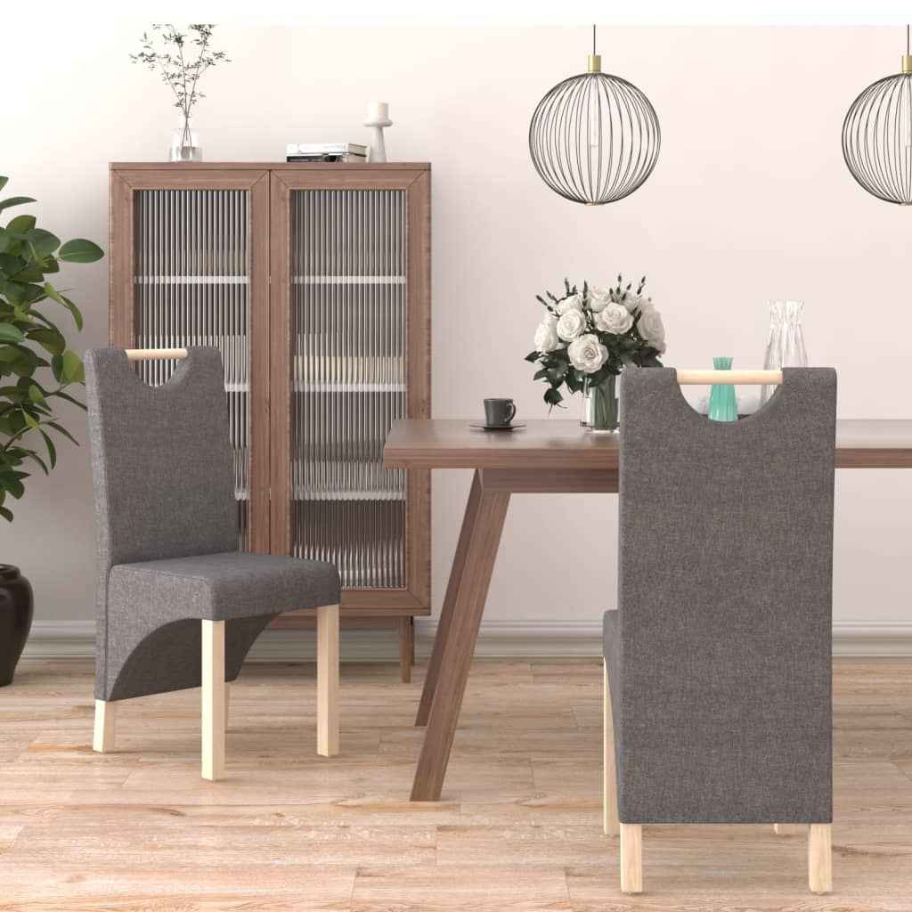 vidaXL Eetkamerstoelen 2 st stof lichtgrijs