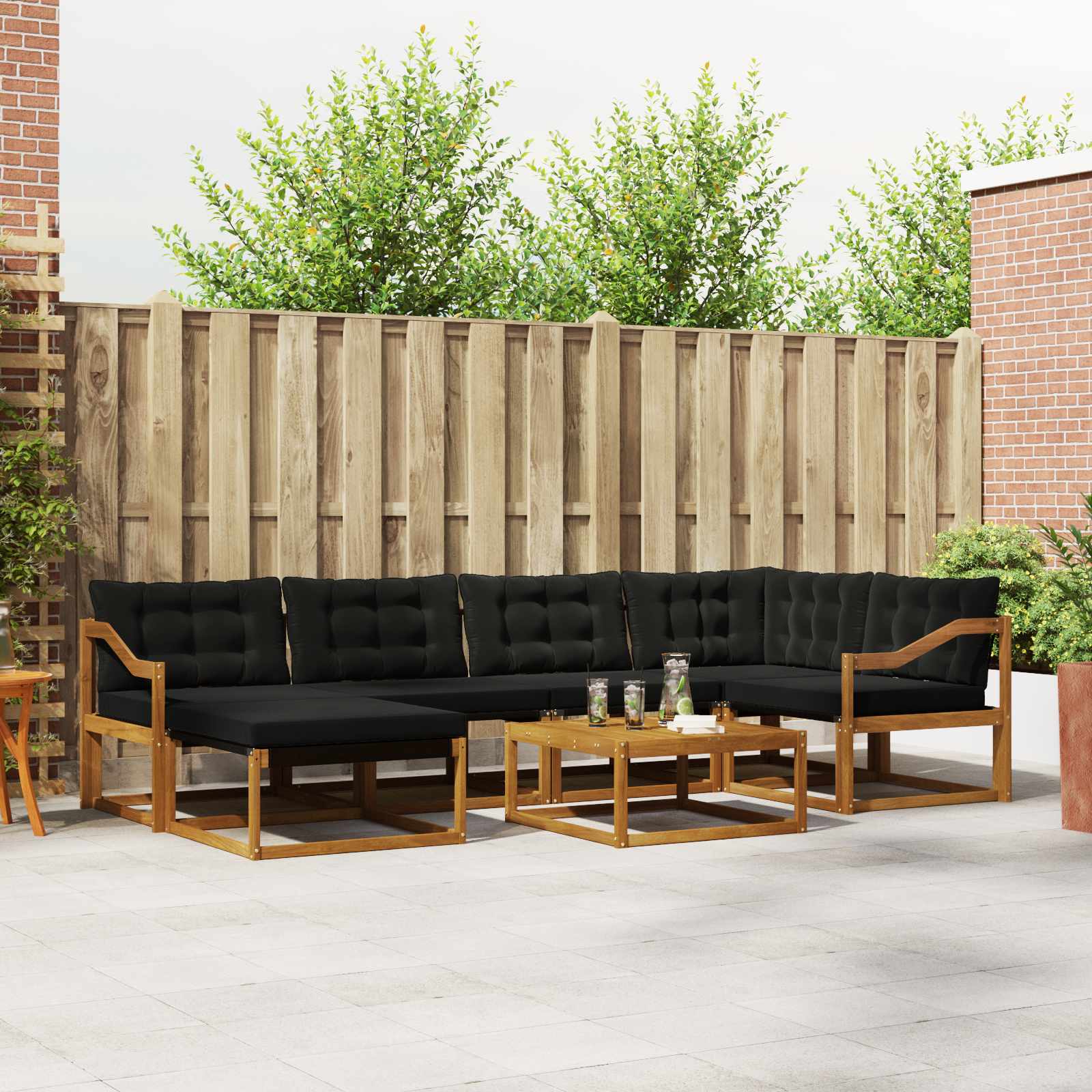 vidaXL Buiten bankenset 19 pcs Natuurlijk en Crème Massief Acaciahout