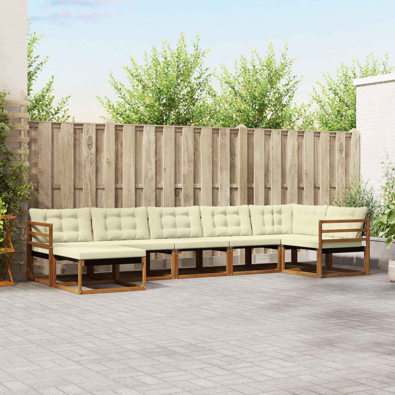 vidaXL Buiten bankenset 21 pcs Natuurlijk en Crème Massief Acaciahout