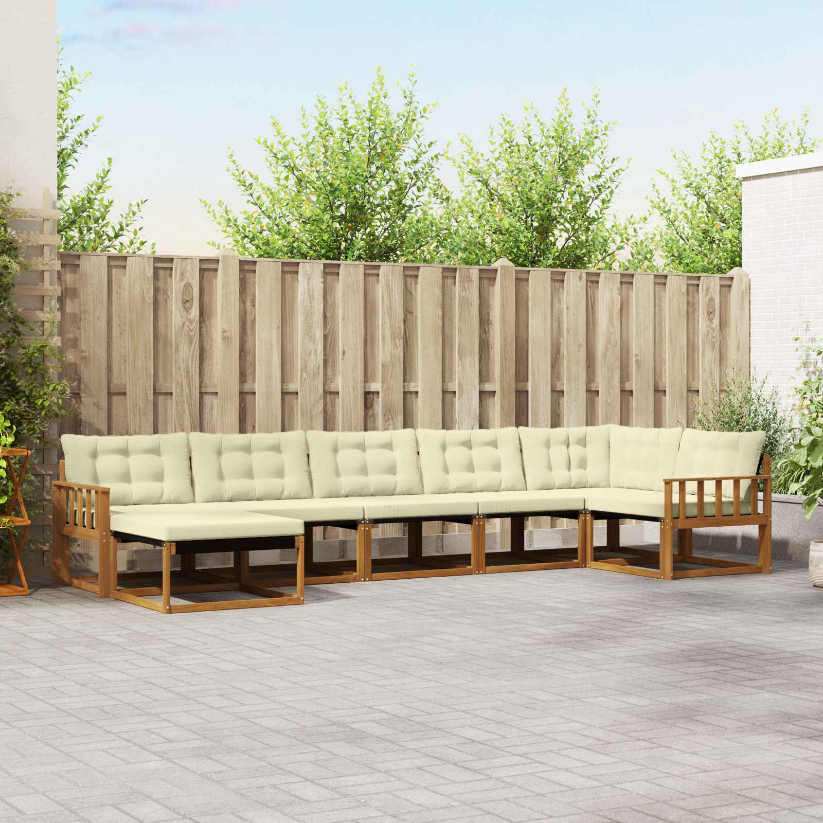 vidaXL Buiten bankenset 21 pcs Natuurlijk en Crème Massief Acaciahout