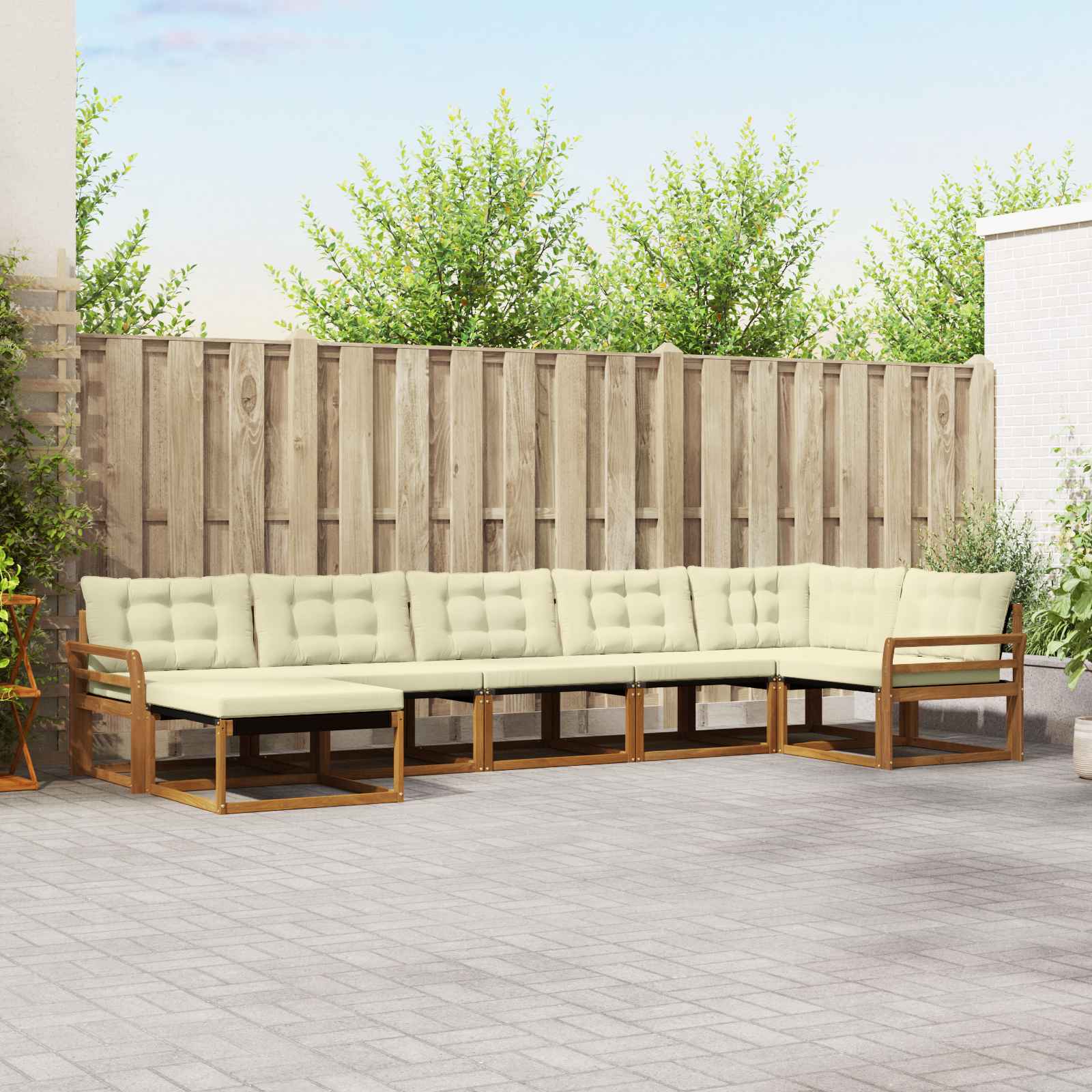 vidaXL Buiten bankenset 21 pcs Natuurlijk en Crème Massief Acaciahout