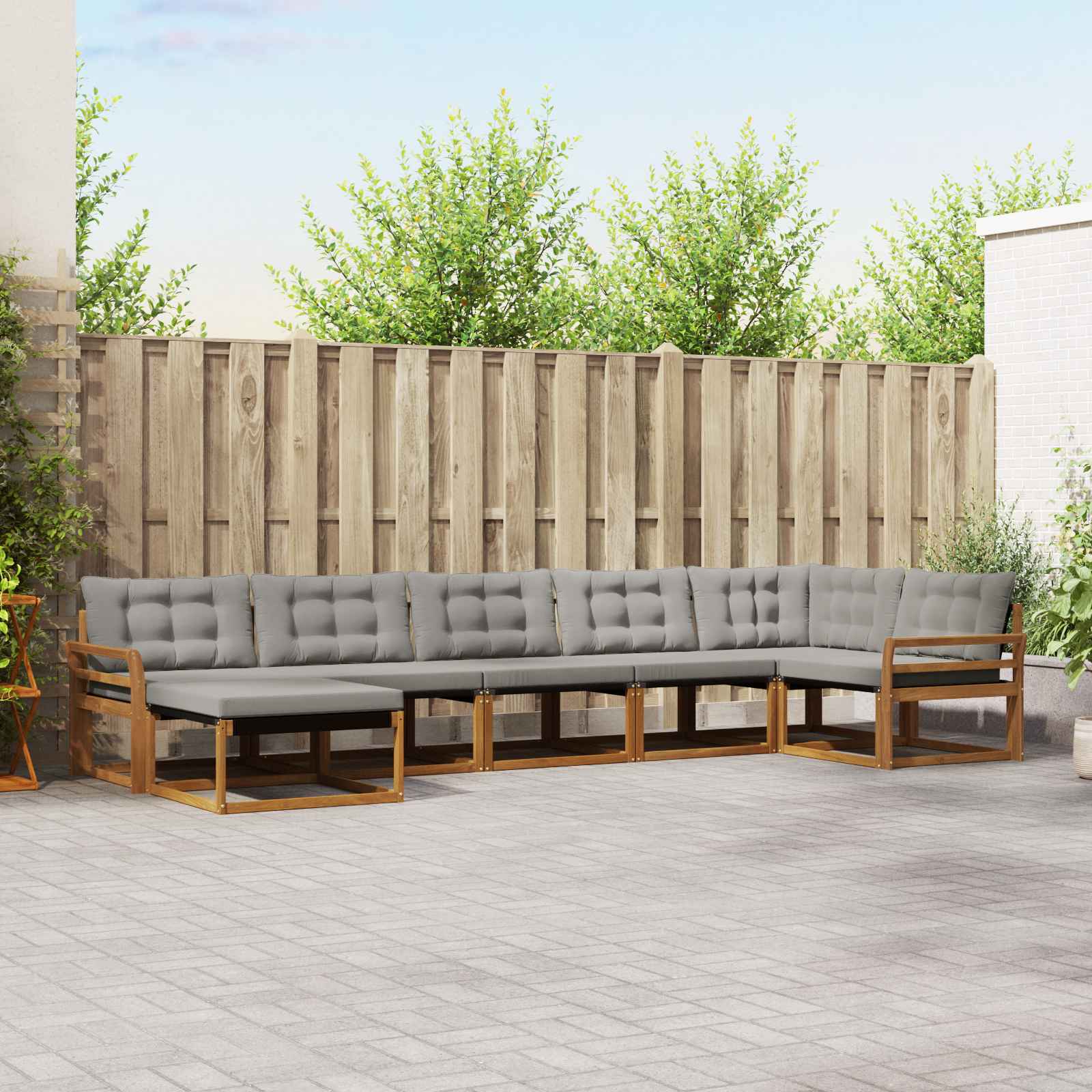 vidaXL Buiten bankenset 21 pcs Natuurlijk en Crème Massief Acaciahout