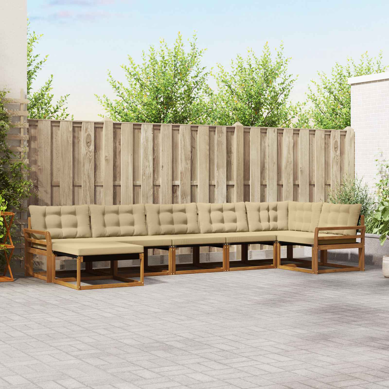 vidaXL Buiten bankenset 21 pcs Natuurlijk en Crème Massief Acaciahout