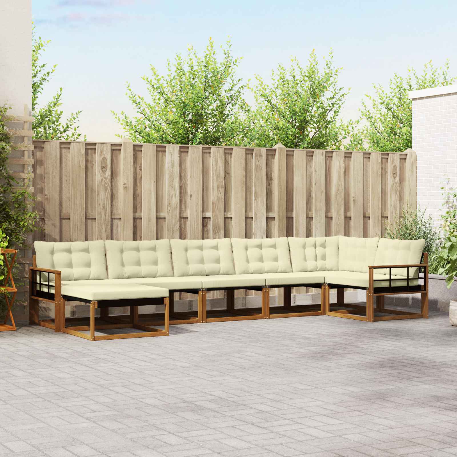 vidaXL Buiten bankenset 21 pcs Natuurlijk en Crème Massief Acaciahout