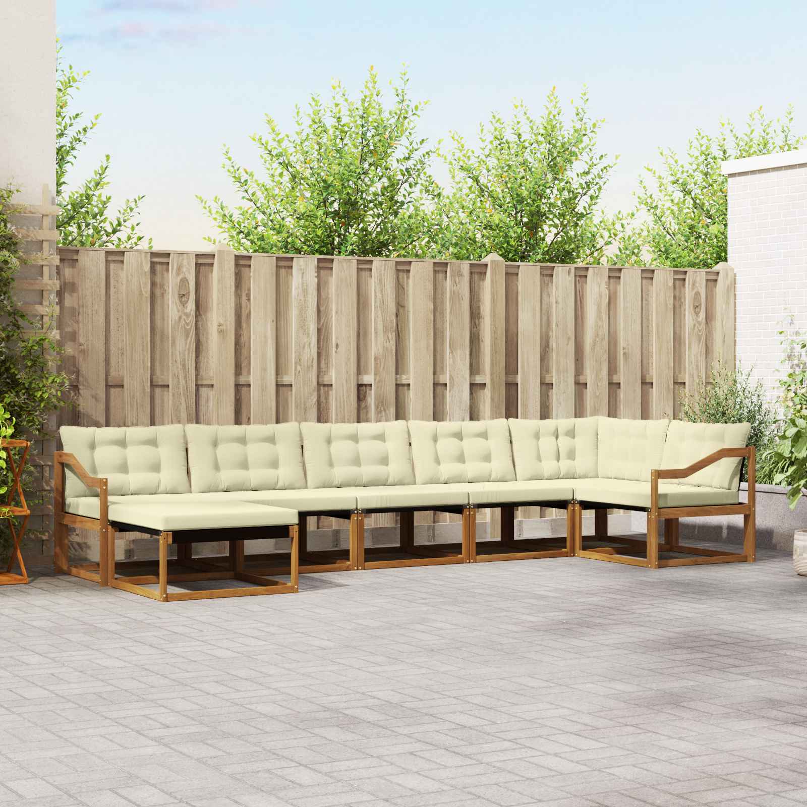 vidaXL Buiten bankenset 21 pcs Natuurlijk en Crème Massief Acaciahout