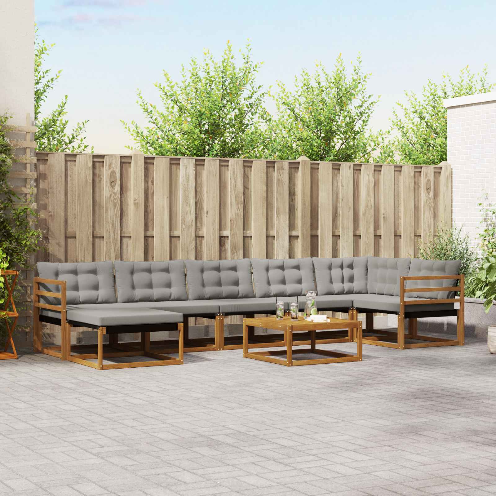 vidaXL Buiten bankenset 22 pcs Natuurlijk en Crème Massief Acaciahout
