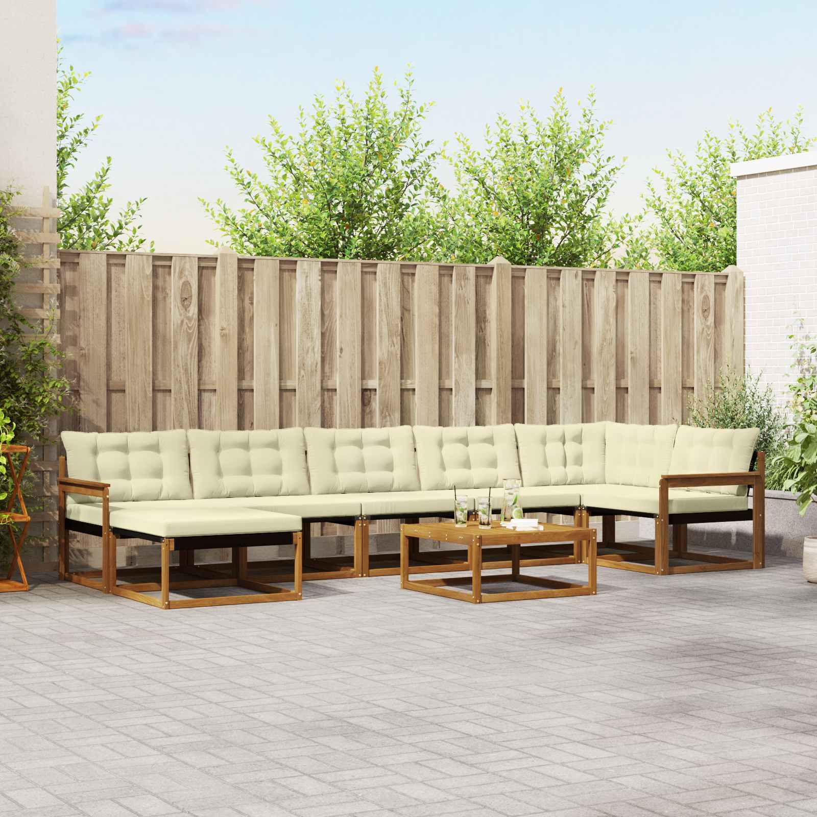 vidaXL Buiten bankenset 22 pcs Natuurlijk en Crème Massief Acaciahout