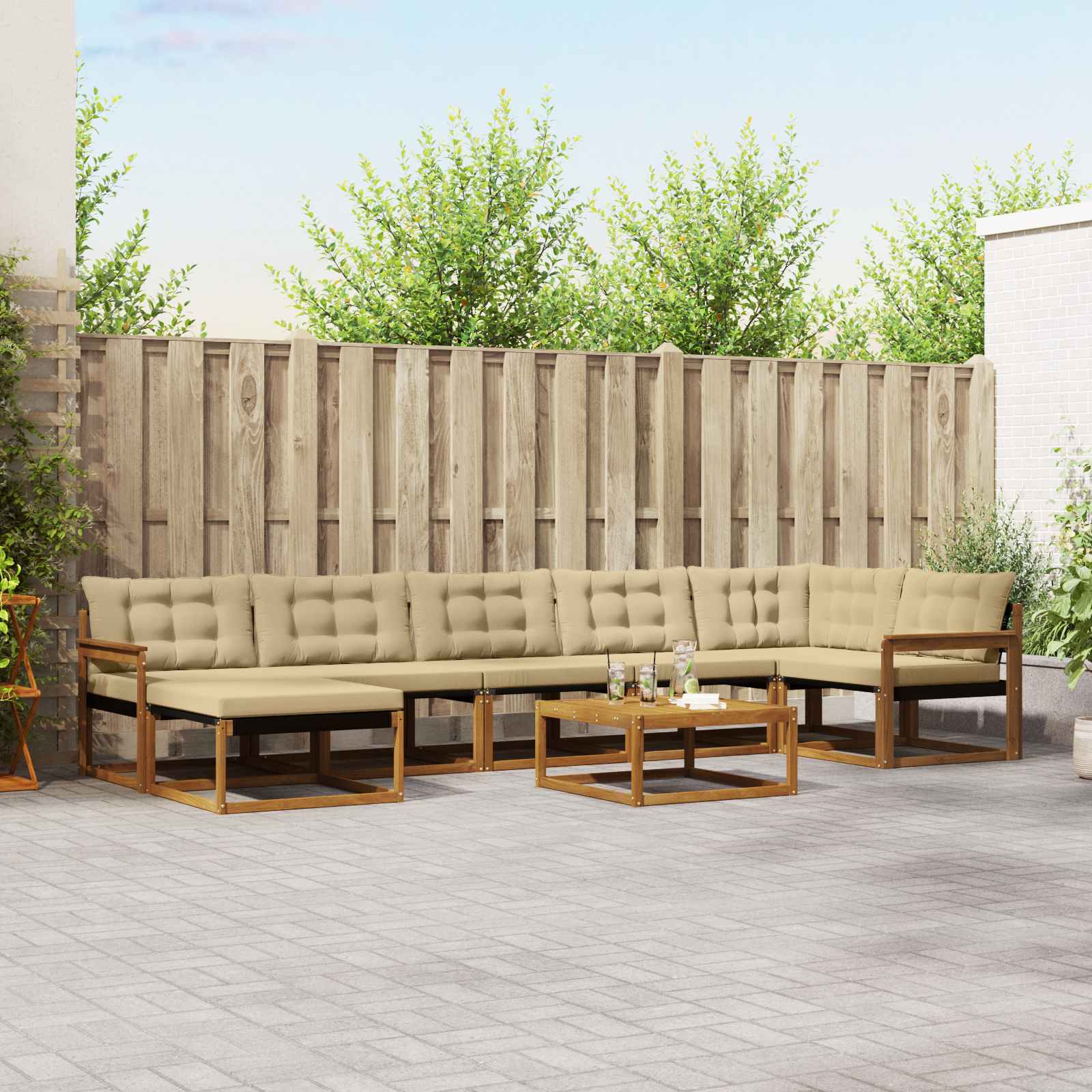 vidaXL Buiten bankenset 22 pcs Natuurlijk en Crème Massief Acaciahout
