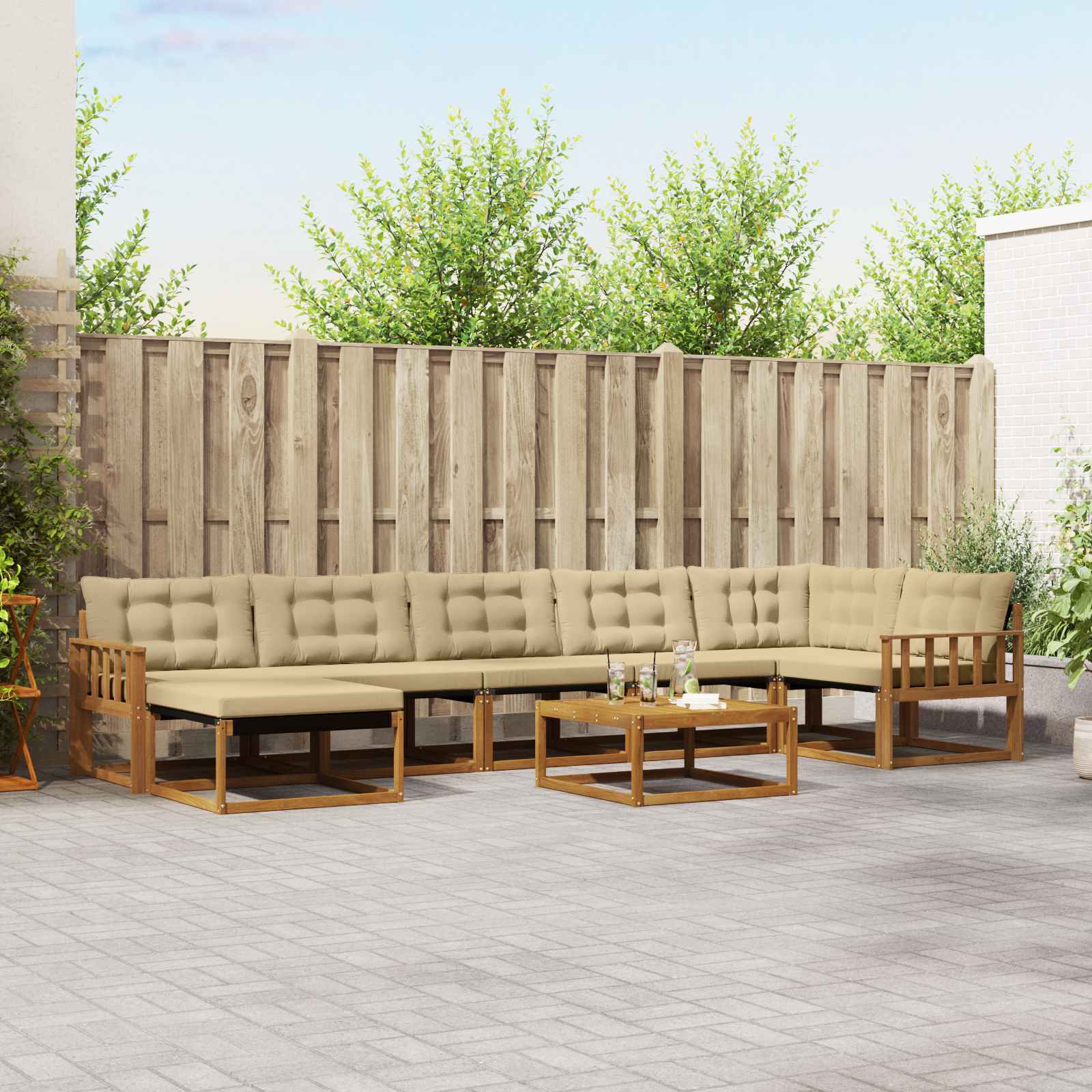 vidaXL Buiten bankenset 22 pcs Natuurlijk en Crème Massief Acaciahout