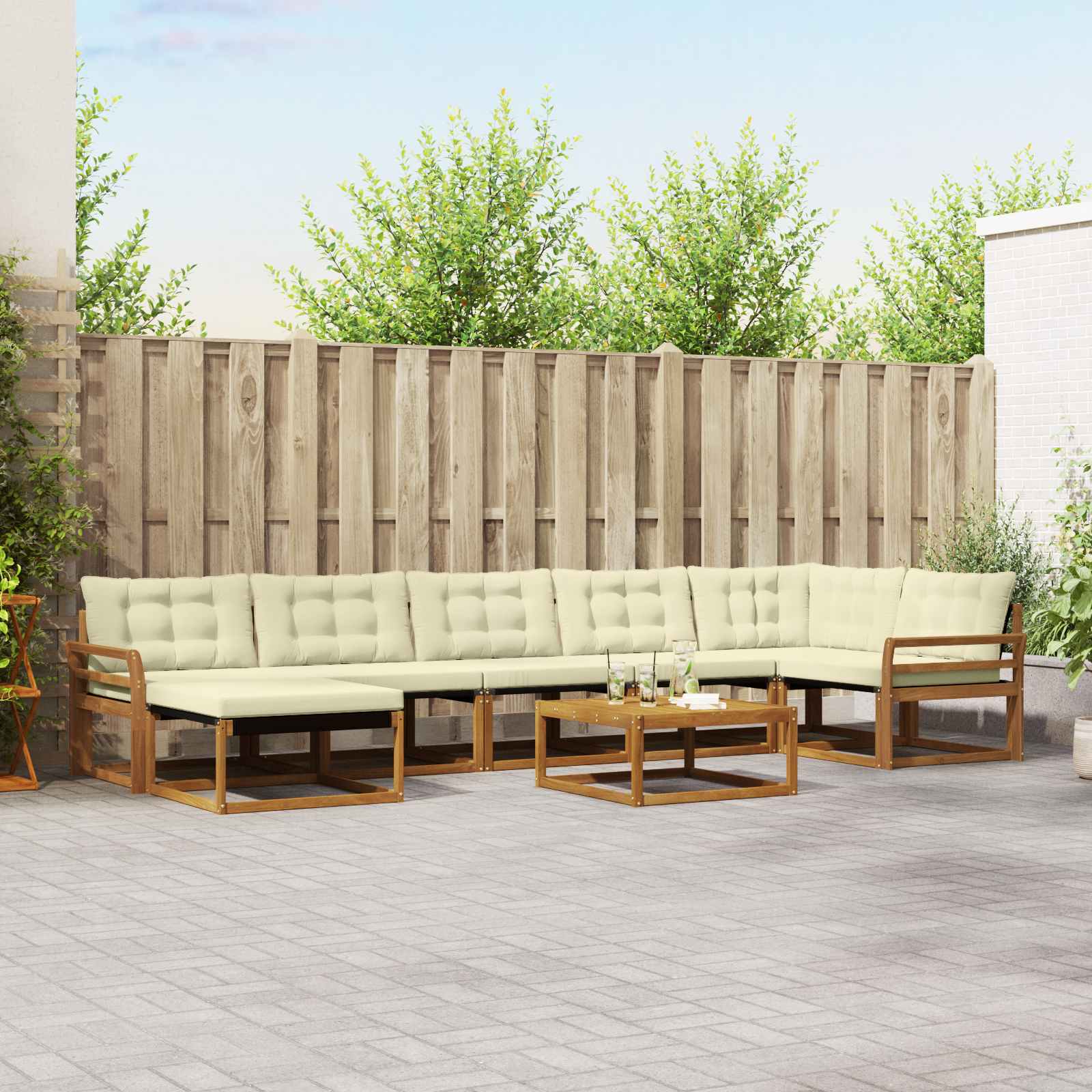 vidaXL Buiten bankenset 22 pcs Natuurlijk en Crème Massief Acaciahout