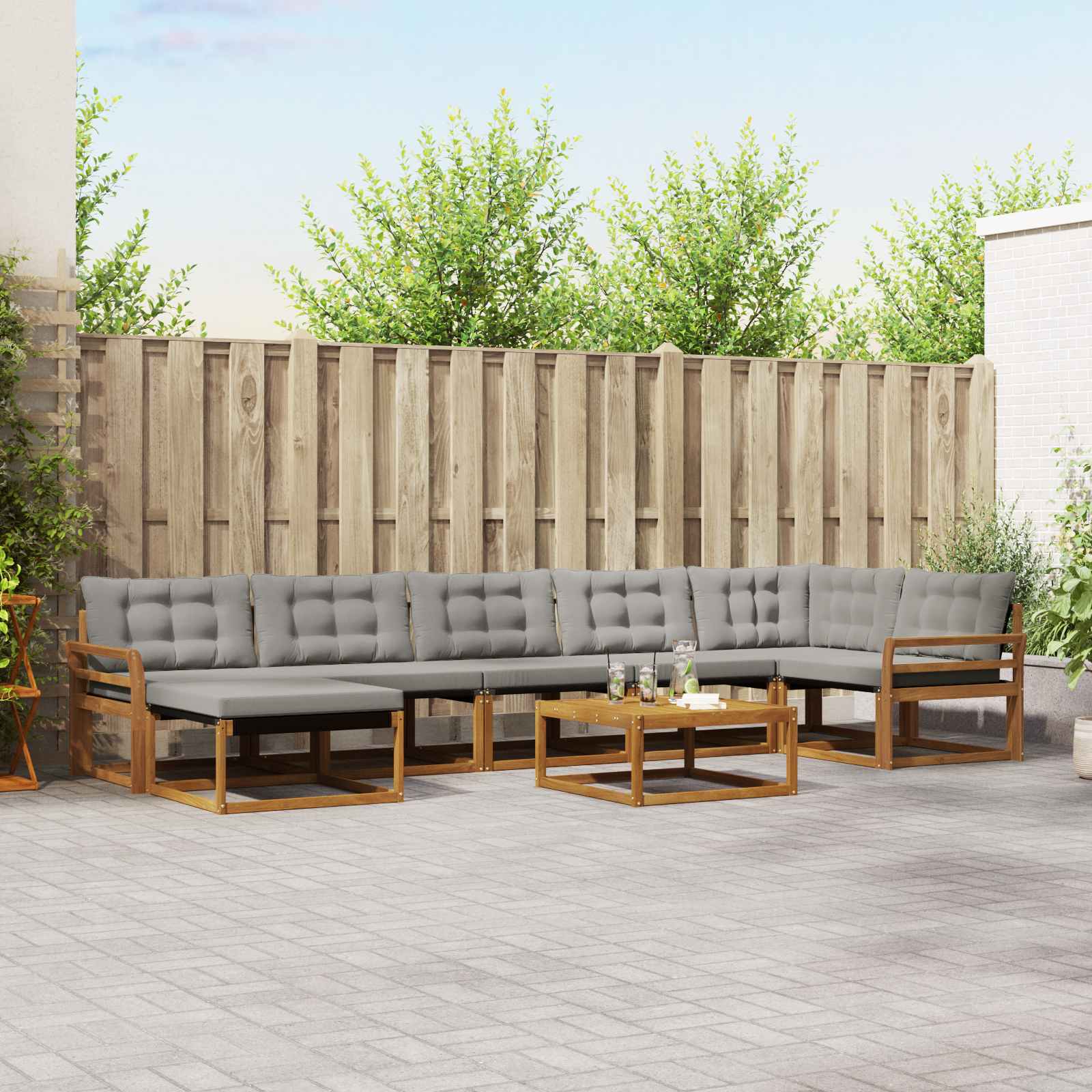vidaXL Buiten bankenset 22 pcs Natuurlijk en Crème Massief Acaciahout