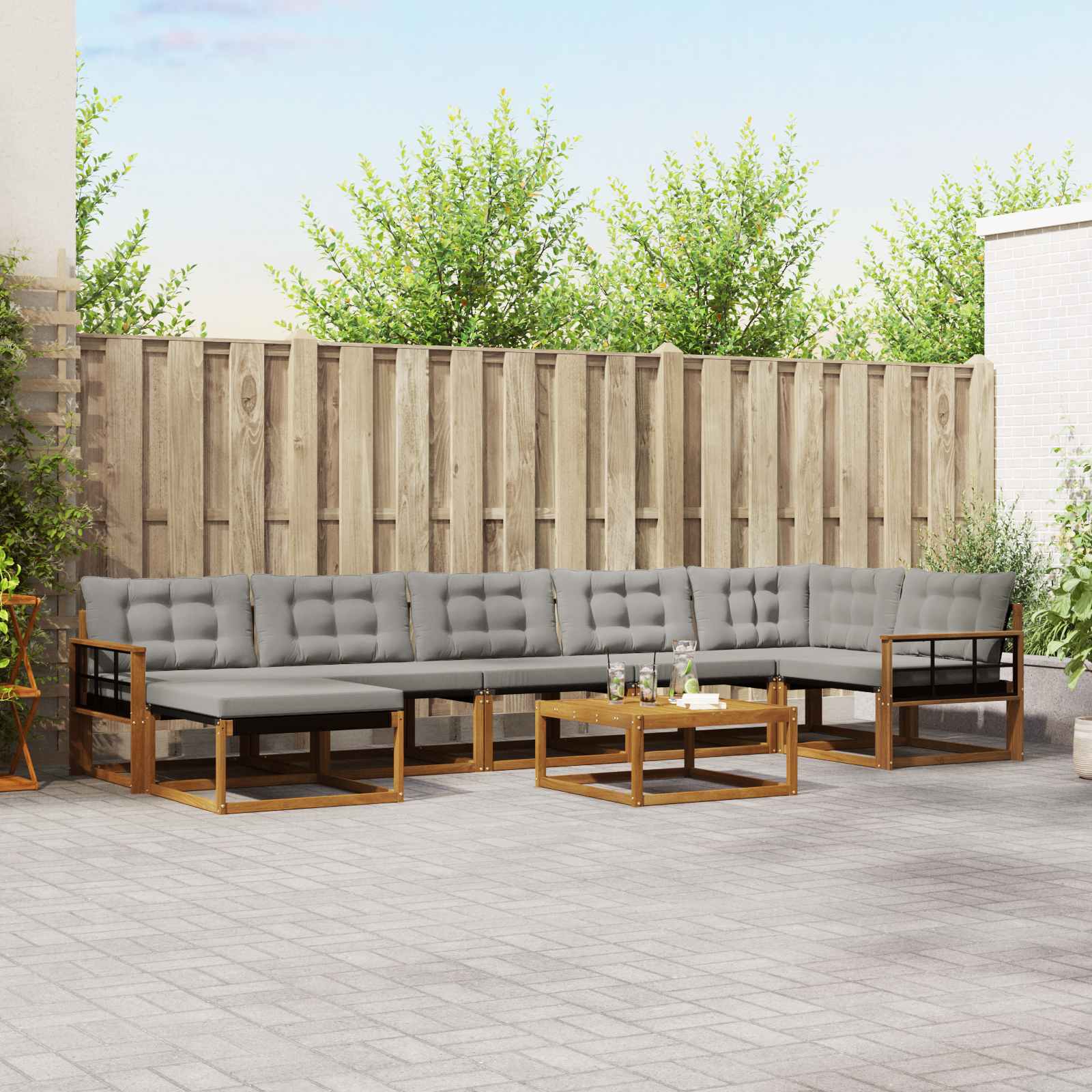 vidaXL Buiten bankenset 22 pcs Natuurlijk en Crème Massief Acaciahout