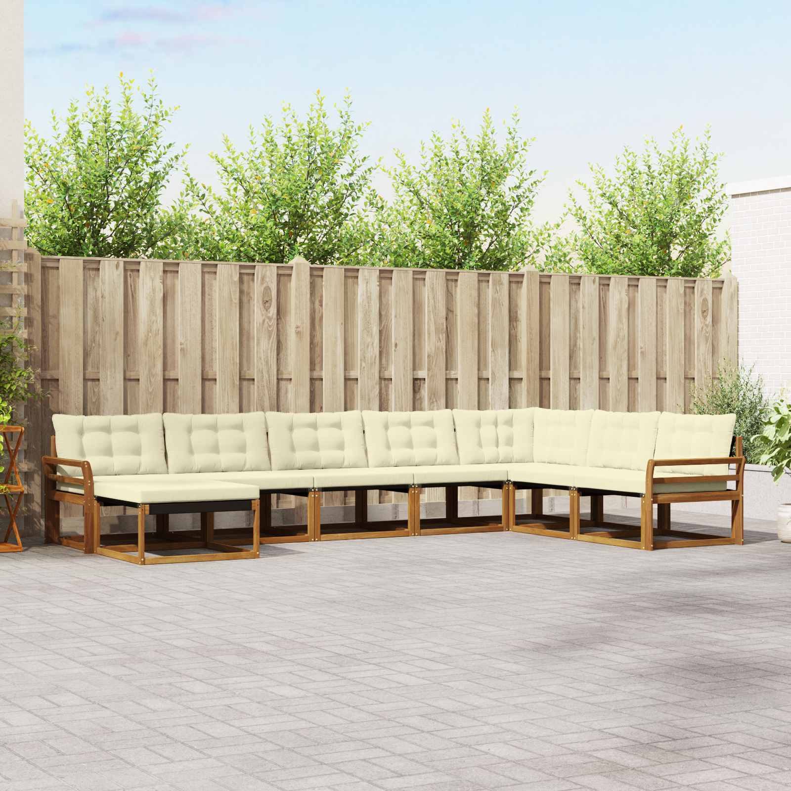 vidaXL Buiten bankenset 24 pcs Natuurlijk en Crème Massief Acaciahout
