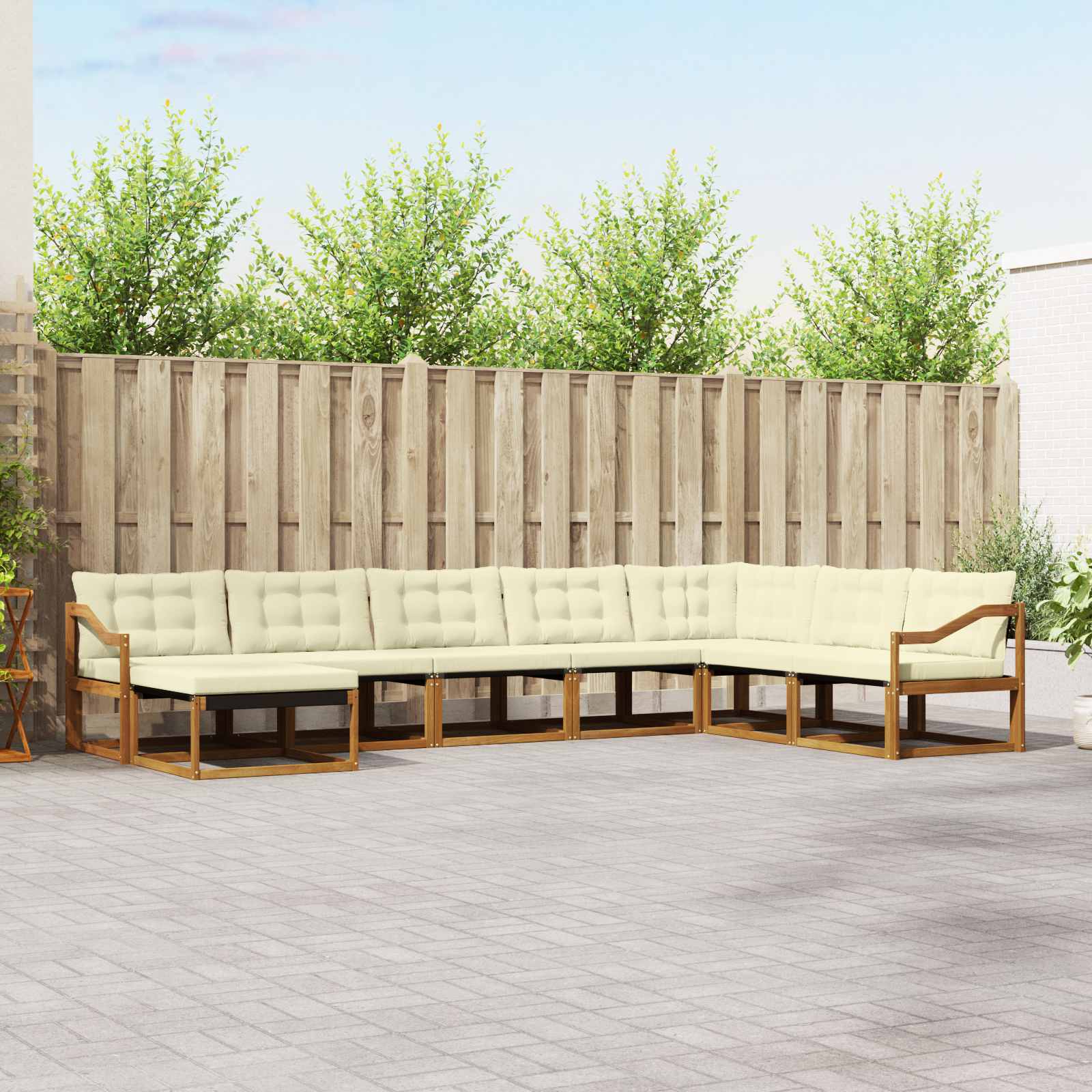 vidaXL Buiten bankenset 24 pcs Natuurlijk en Crème Massief Acaciahout