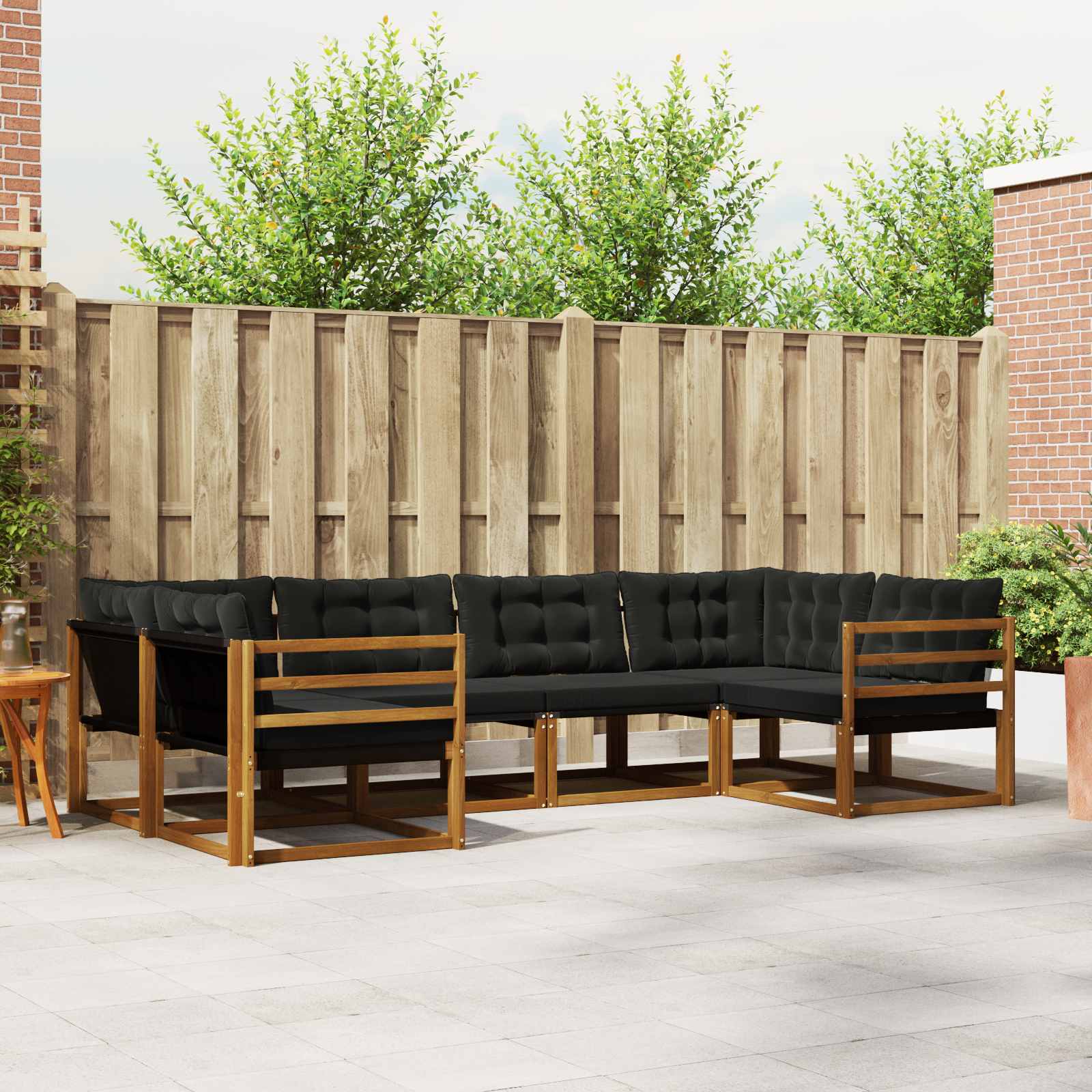 vidaXL Buiten bankenset met kussen 6 pcs Natuurlijk en Crème