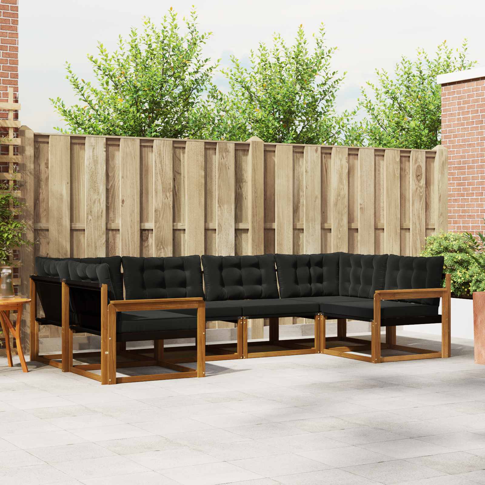 vidaXL Buiten bankenset met kussen 6 pcs Natuurlijk en Crème