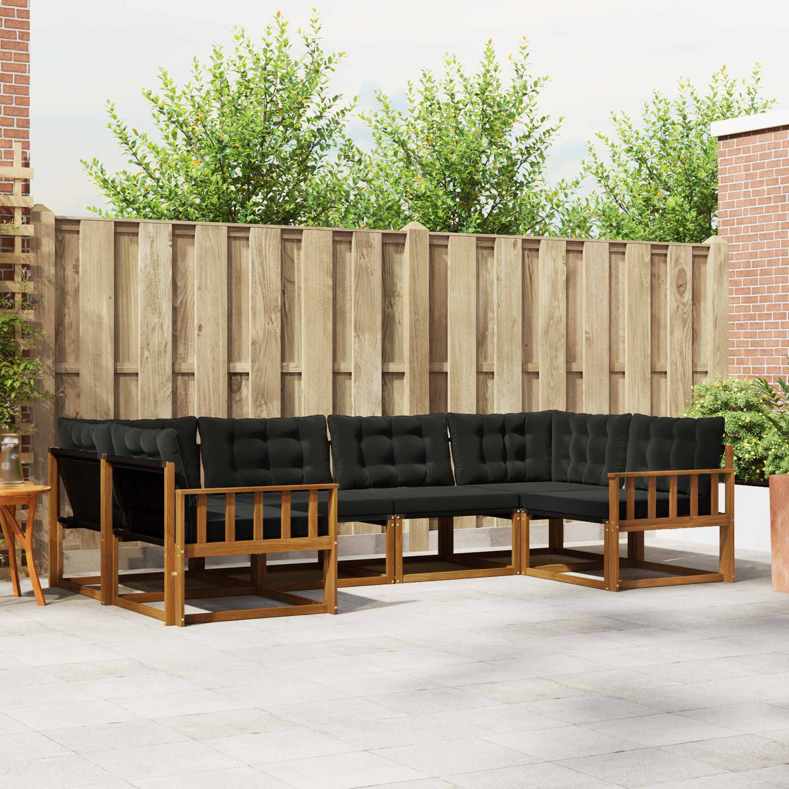 vidaXL Buiten bankenset met kussen 6 pcs Natuurlijk en Crème