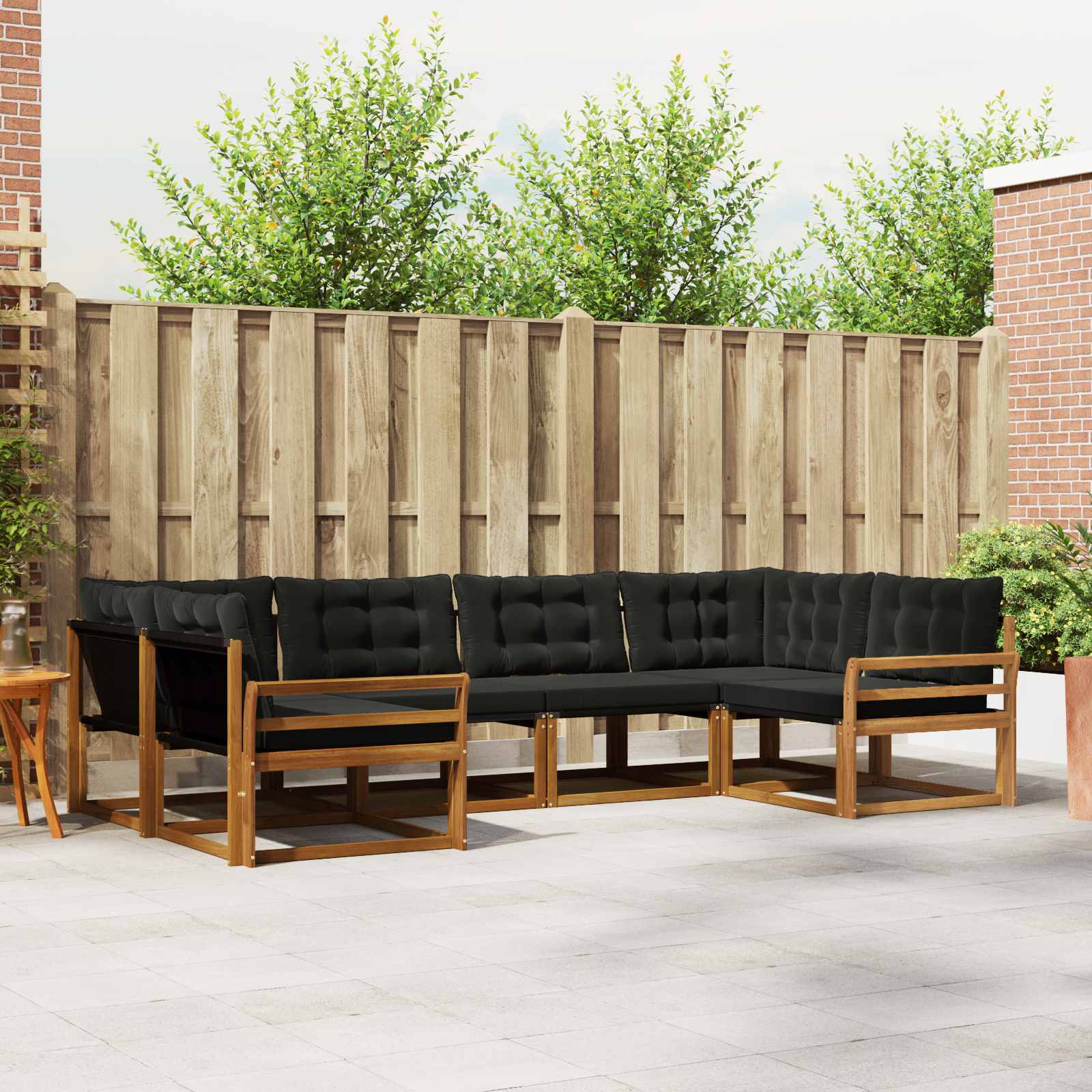 vidaXL Buiten bankenset met kussen 6 pcs Natuurlijk en Crème