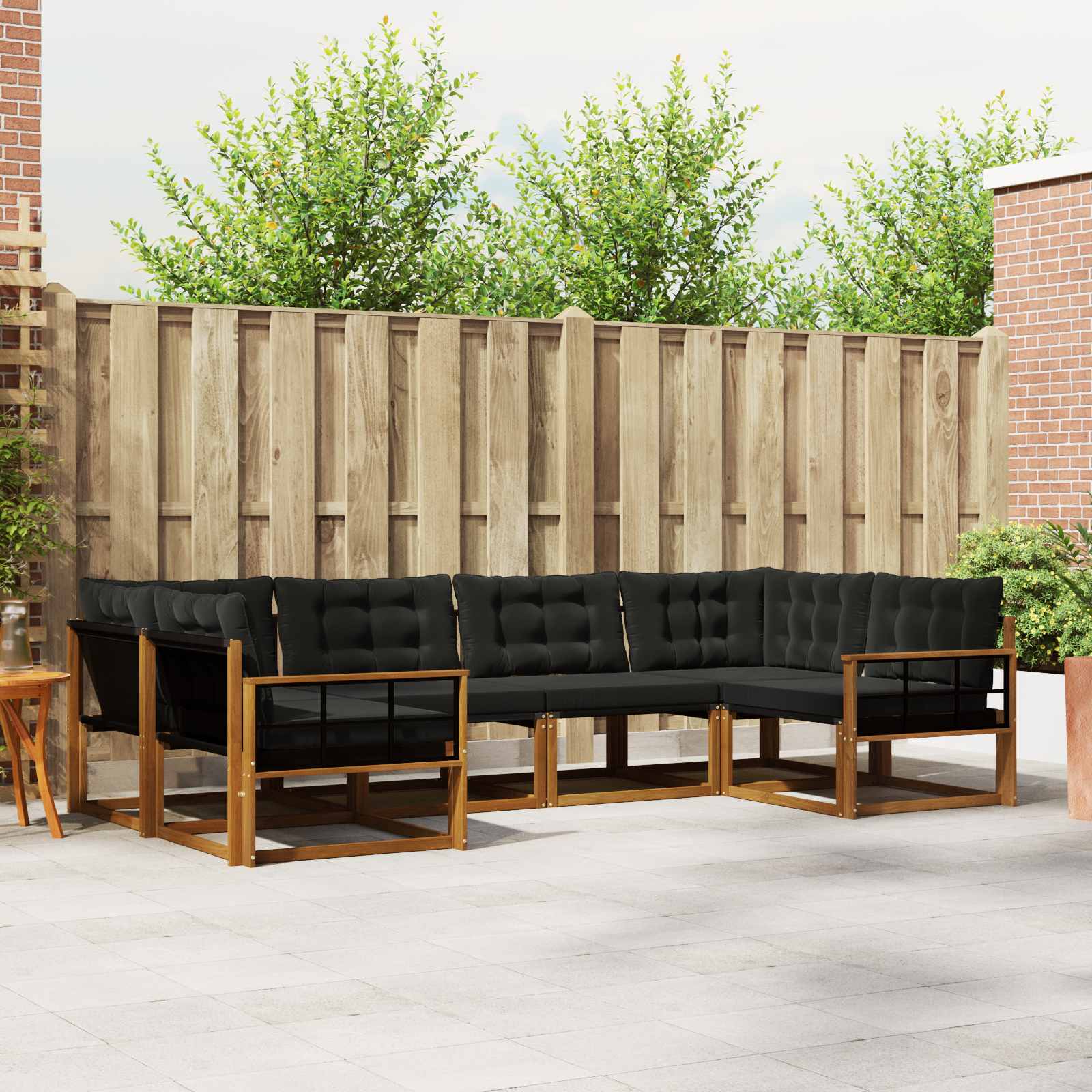 vidaXL Buiten bankenset met kussen 6 pcs Natuurlijk en Crème