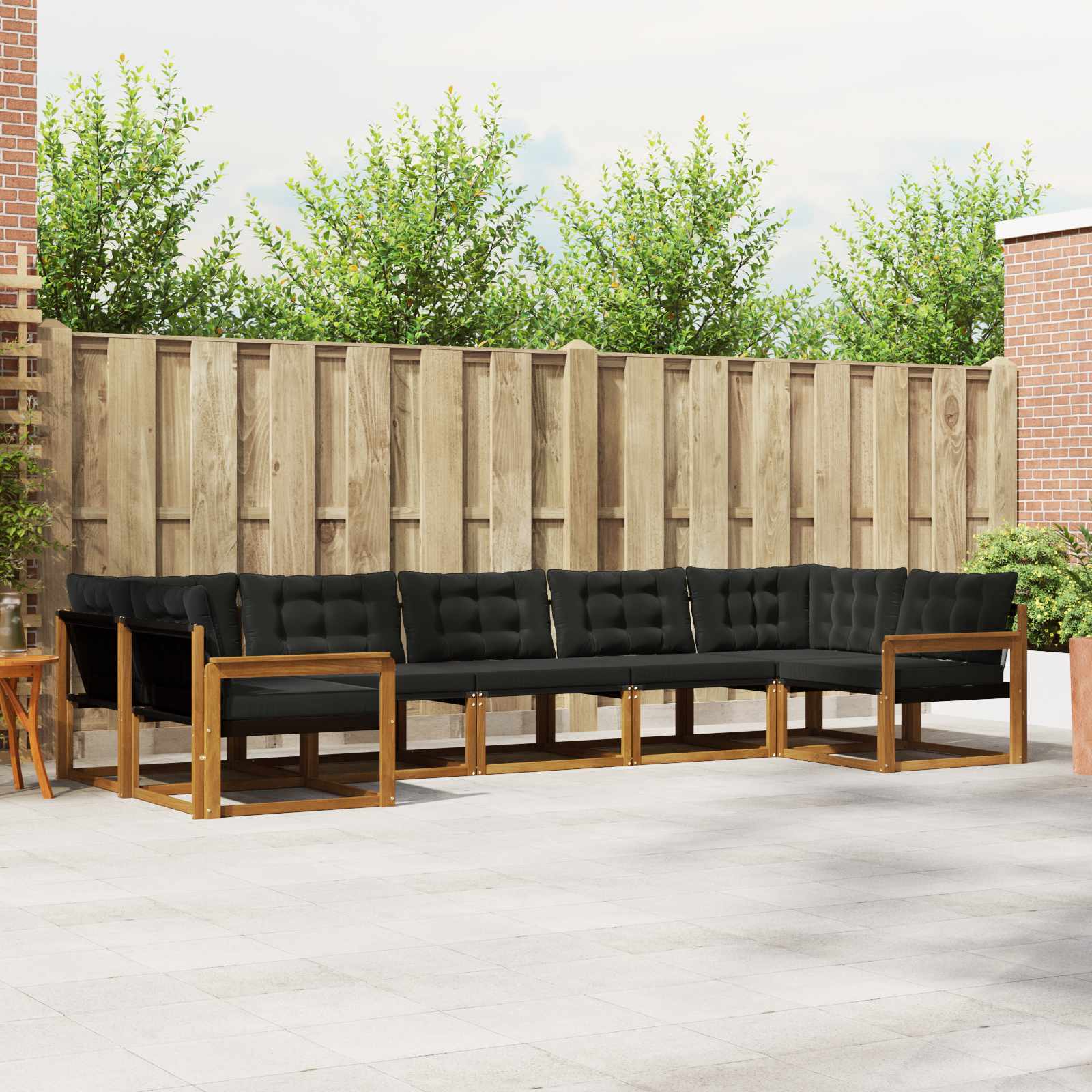 vidaXL Buiten bankenset met kussen 7 pcs Natuurlijk en Crème