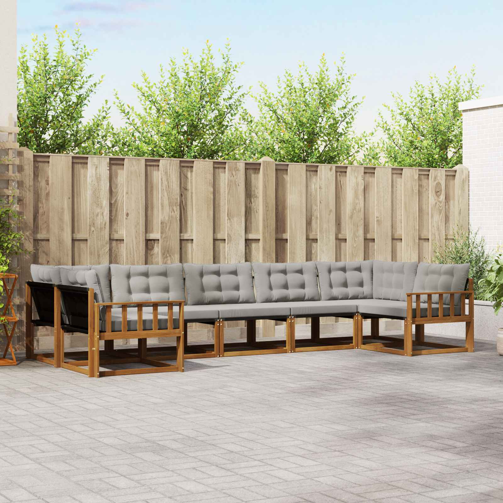 vidaXL Buiten bankenset met kussen 7 pcs Natuurlijk en Crème