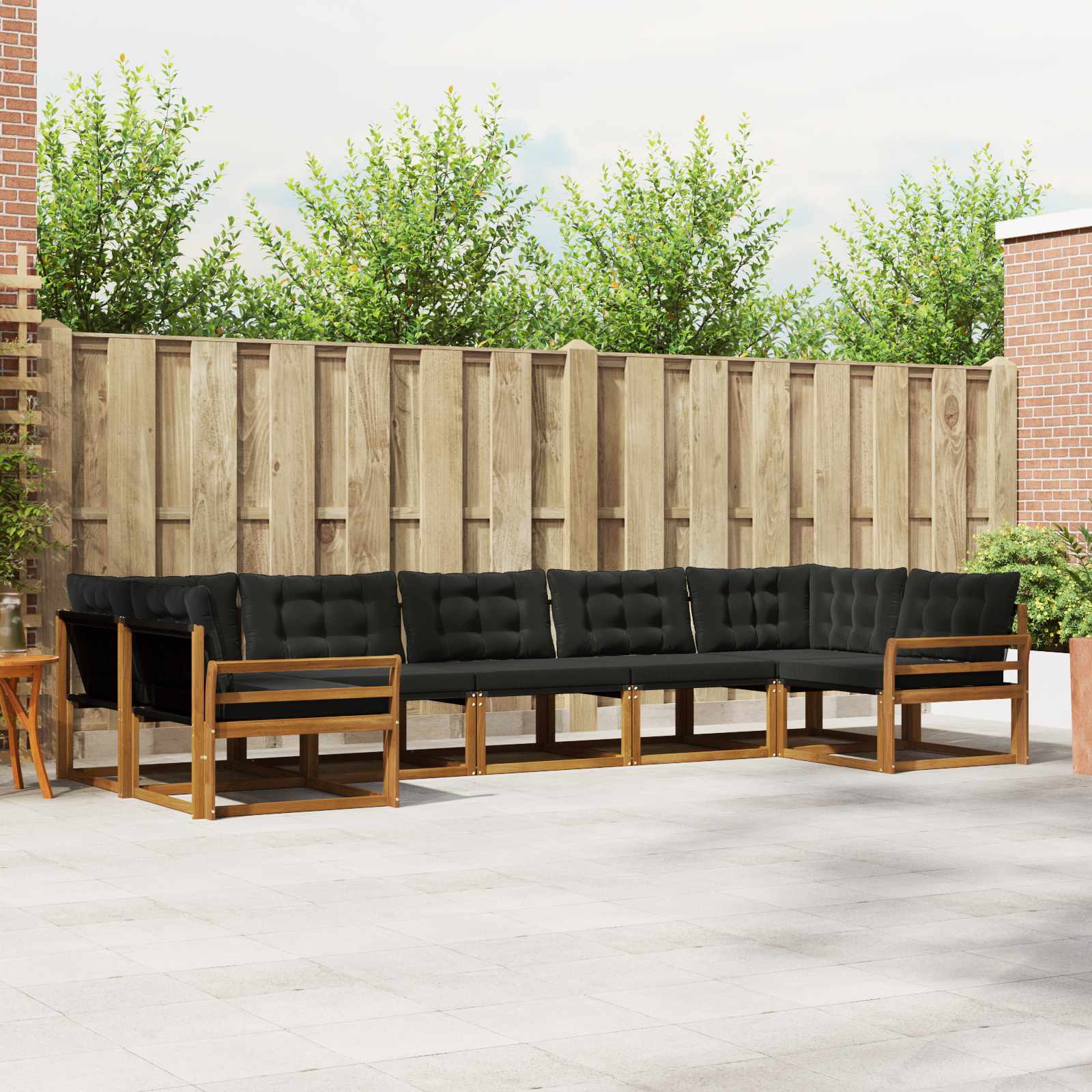 vidaXL Buiten bankenset met kussen 7 pcs Natuurlijk en Crème
