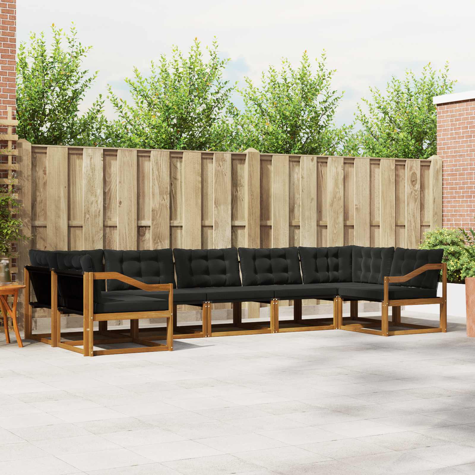 vidaXL Buiten bankenset met kussen 7 pcs Natuurlijk en Crème