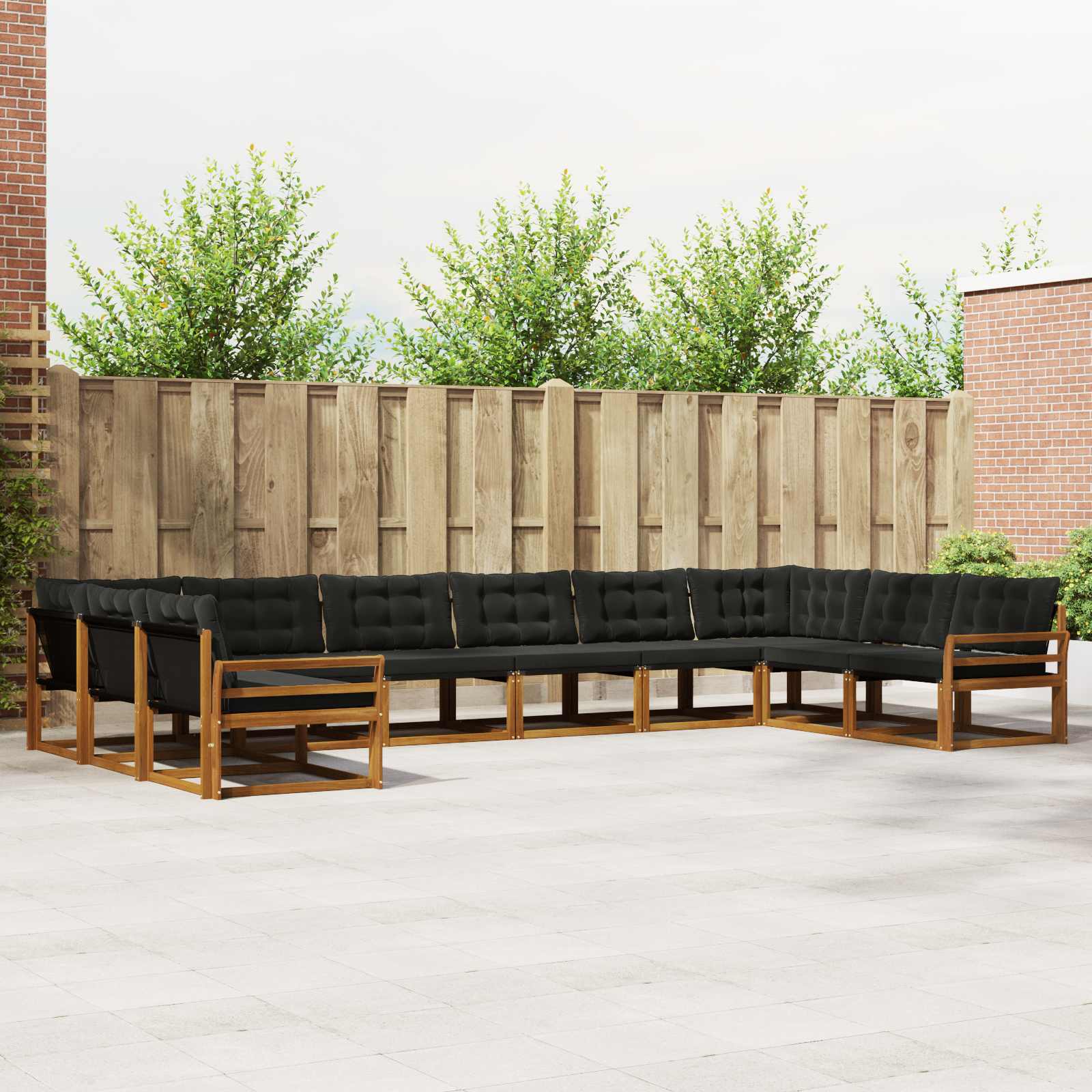 vidaXL Buiten bankenset met kussen 10 pcs Natuurlijk en Crème