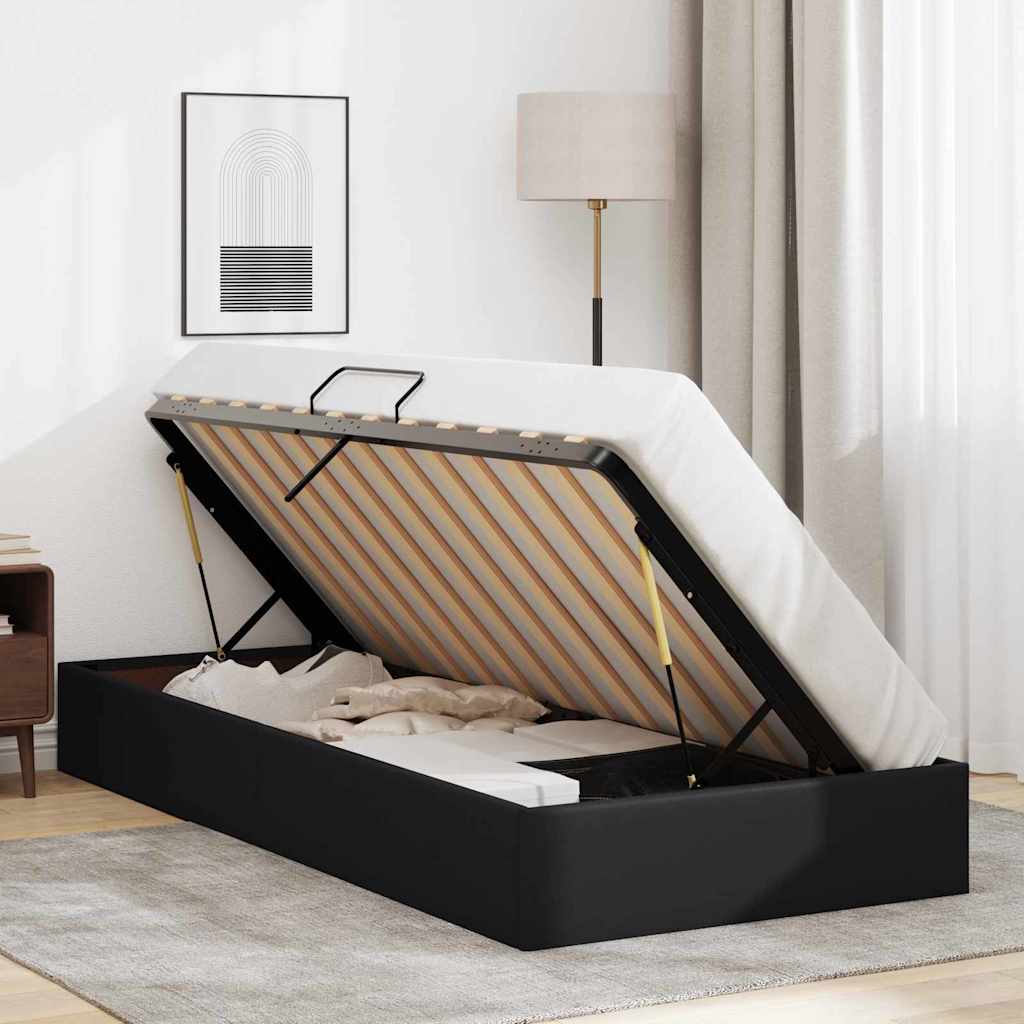 vidaXL Opslag bed met matras met opslag Zwart 90 x 190 cm Kunstleer