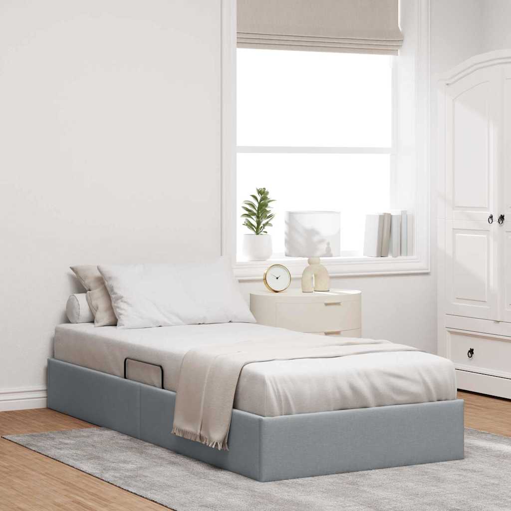 vidaXL Opslag bed met matras met opslag Lichtgrijs 90 x 190 cm Stof