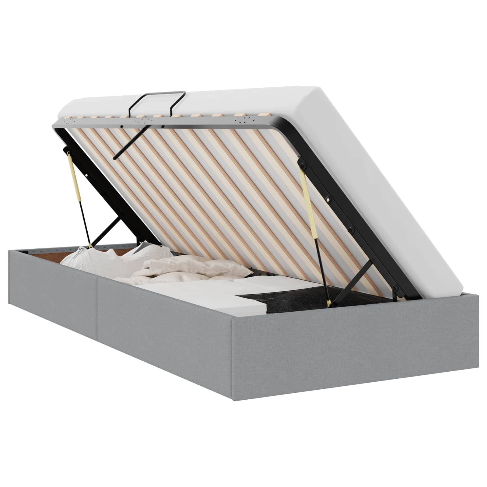vidaXL Opslag bed met matras met opslag Lichtgrijs 90 x 190 cm Stof