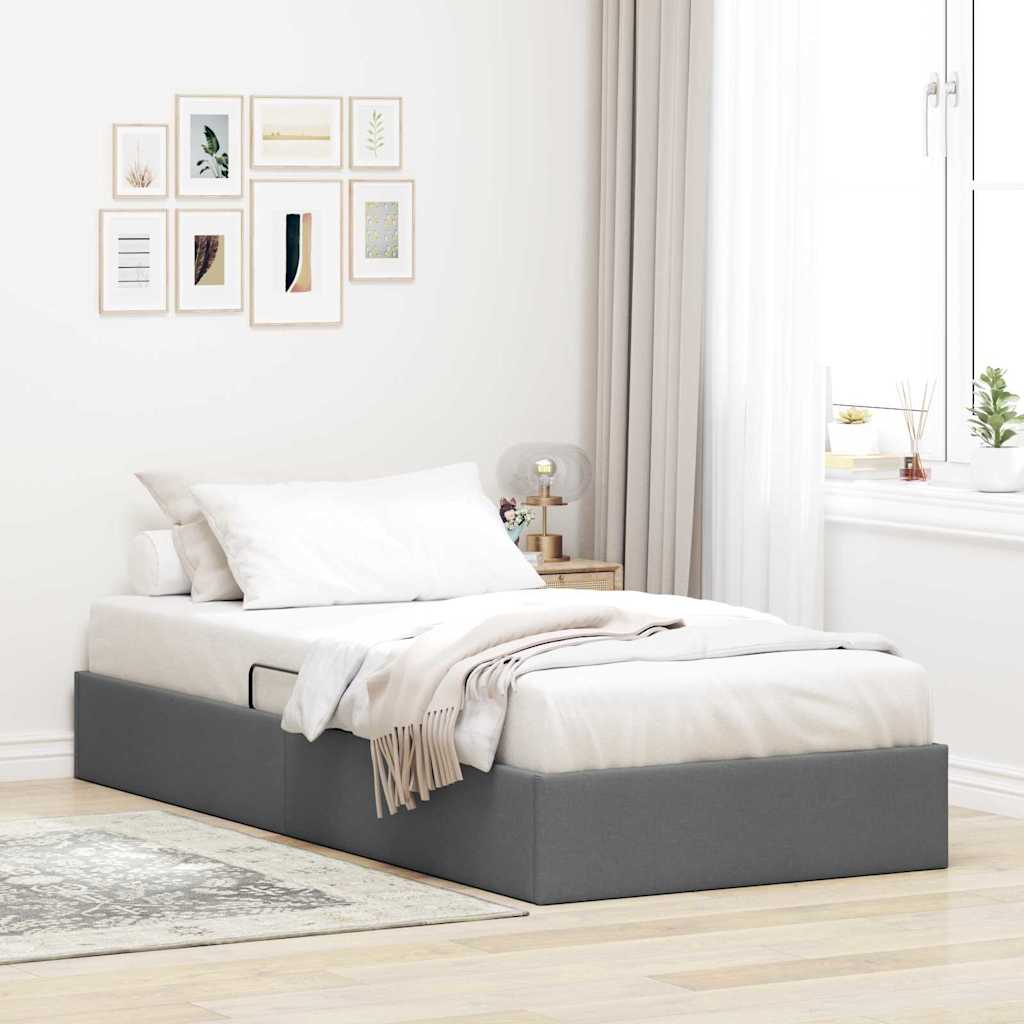 vidaXL Opslag bed met matras met opslag Lichtgrijs 90 x 190 cm Stof