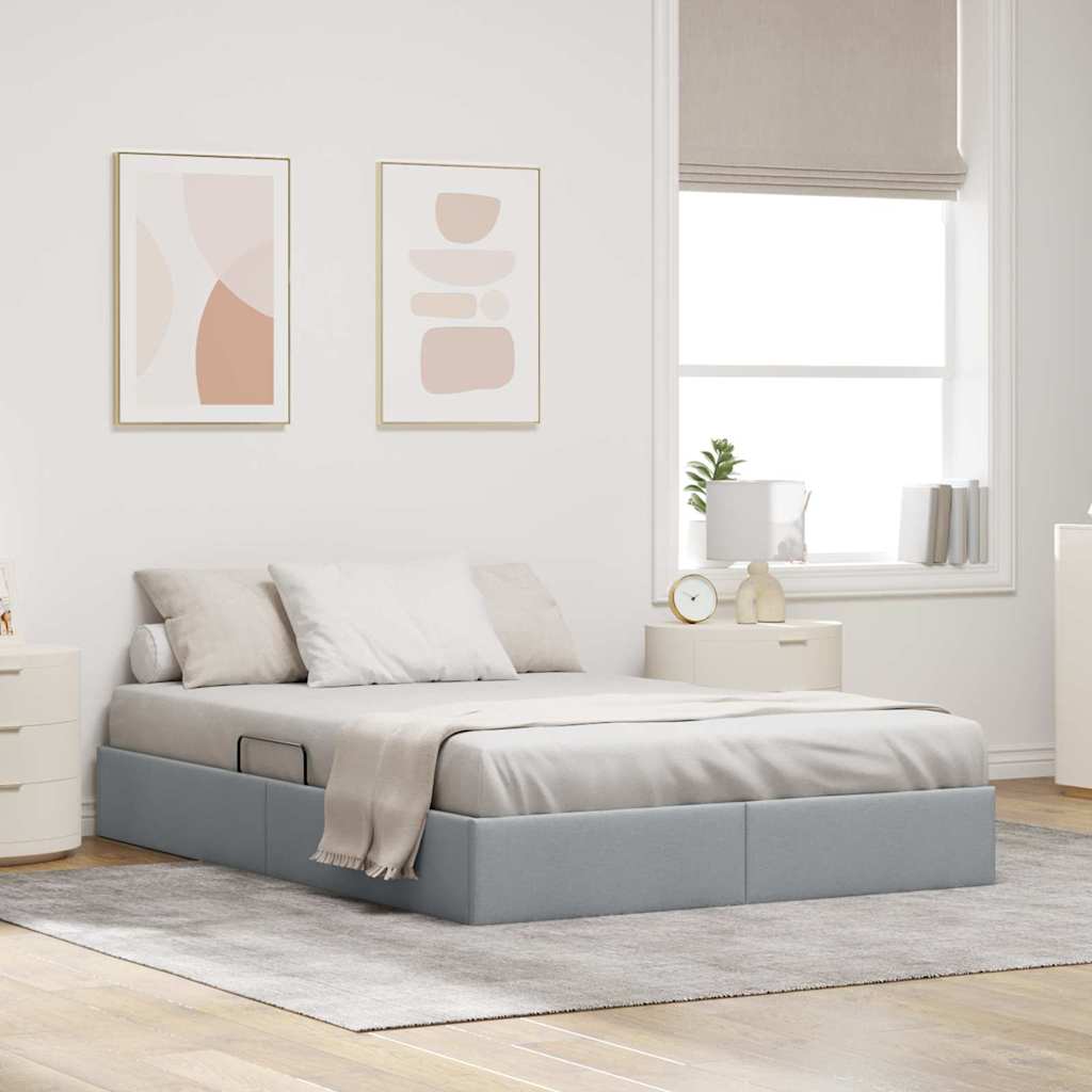 vidaXL Opslag bed met matras met opslag Lichtgrijs 90 x 190 cm Stof