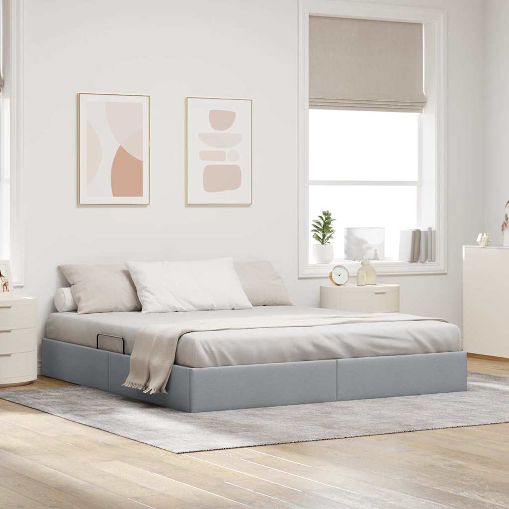 vidaXL Opslag bed met matras met opslag Lichtgrijs 90 x 190 cm Stof