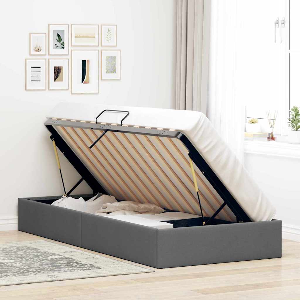 vidaXL Opslag bed met matras met opslag Lichtgrijs 203 x 100 cm Stof