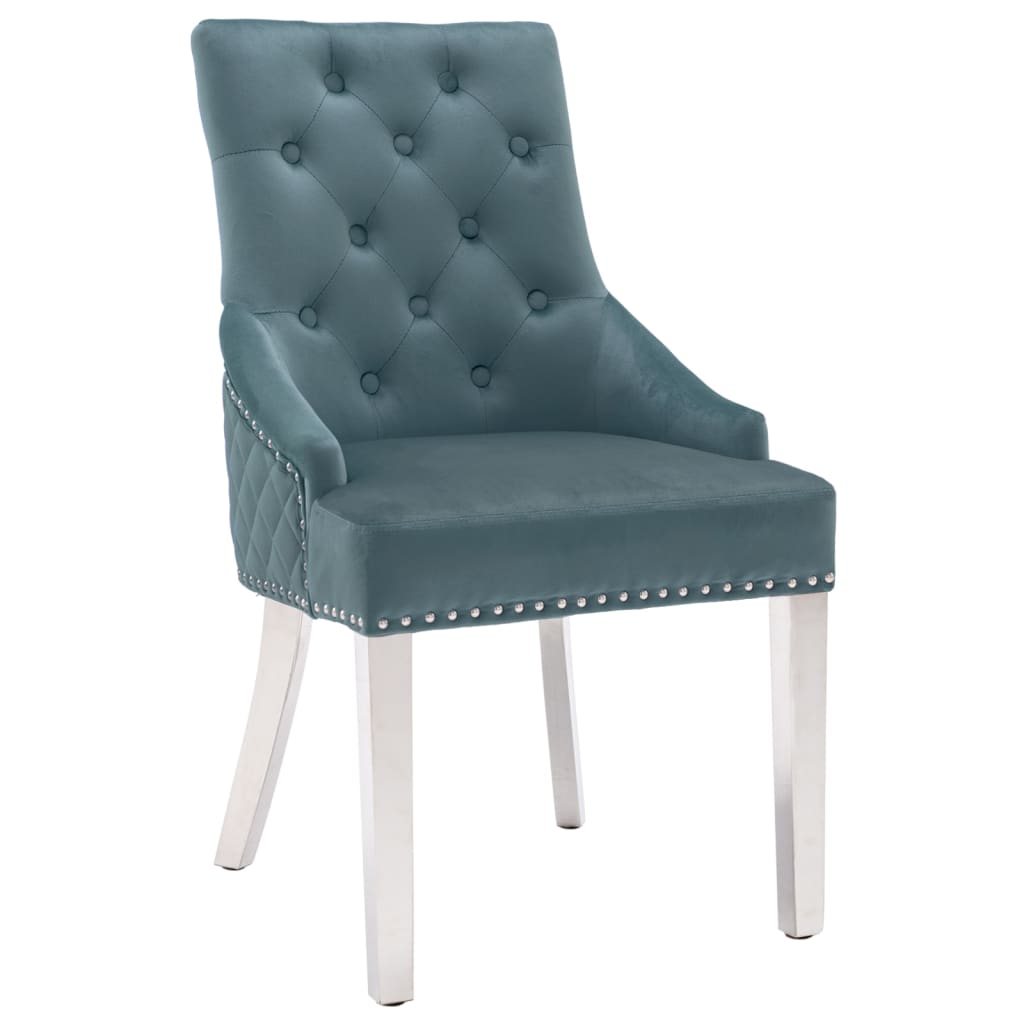 vidaXL Eetkamerstoel fluweel blauw