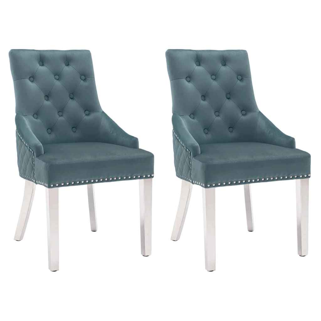 vidaXL Eetkamerstoel fluweel blauw