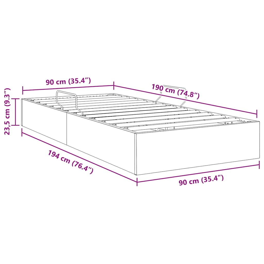vidaXL Opslag bed met matras Donkergrijs 90 x 190 cm Fluweel