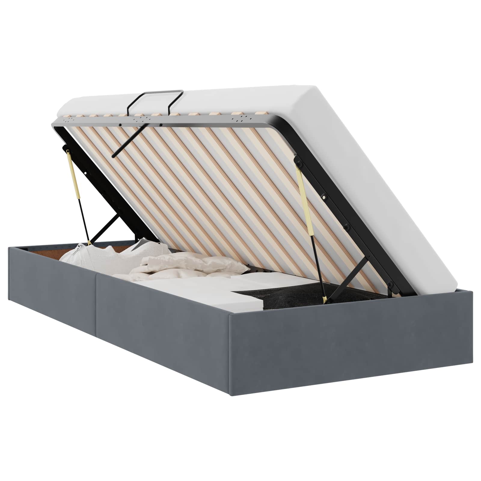 vidaXL Opslag bed met matras Donkergrijs 90 x 190 cm Fluweel