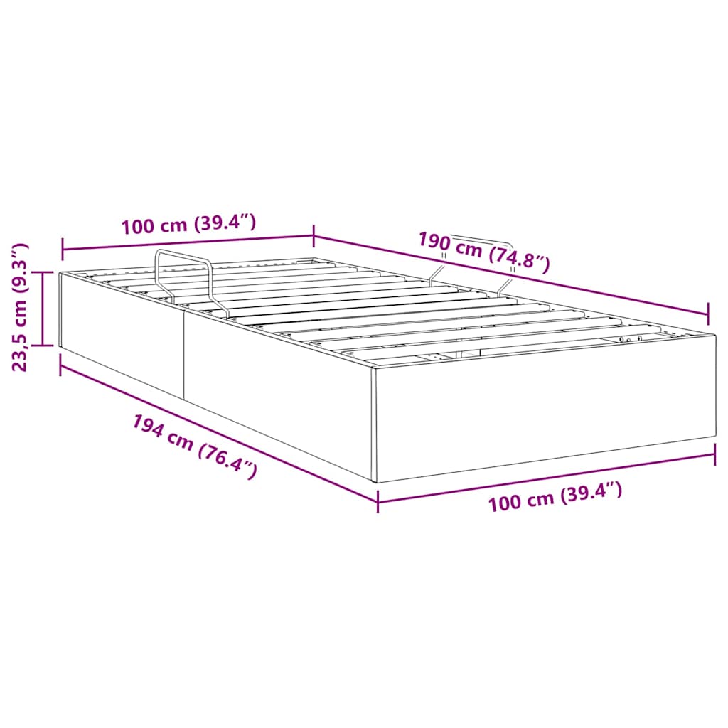 vidaXL Opslag bed met matras Donkergrijs 100 x 190 cm Fluweel