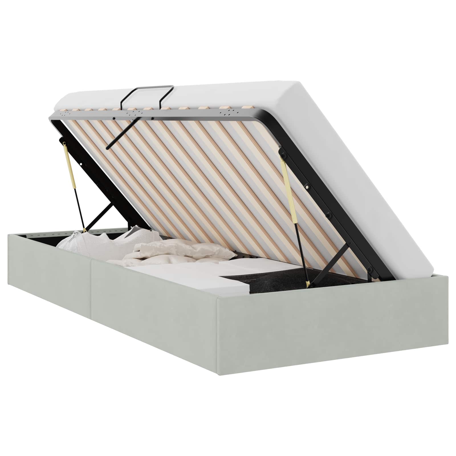 vidaXL Opslag bed met matras Donkergrijs 100 x 190 cm Fluweel
