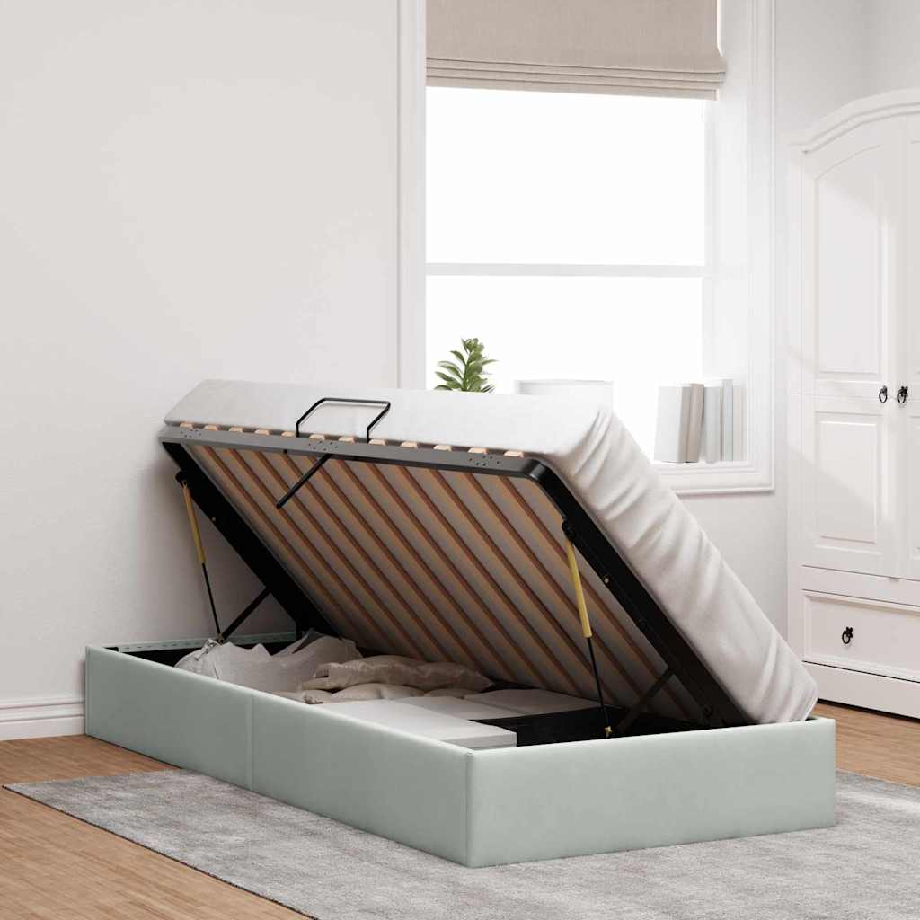 vidaXL Opslag bed met matras Donkergrijs 100 x 190 cm Fluweel