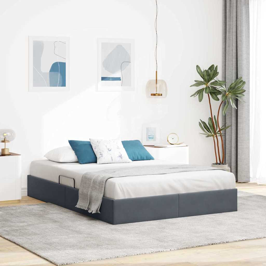 vidaXL Opslag bed met matras Donkergrijs 100 x 190 cm Fluweel