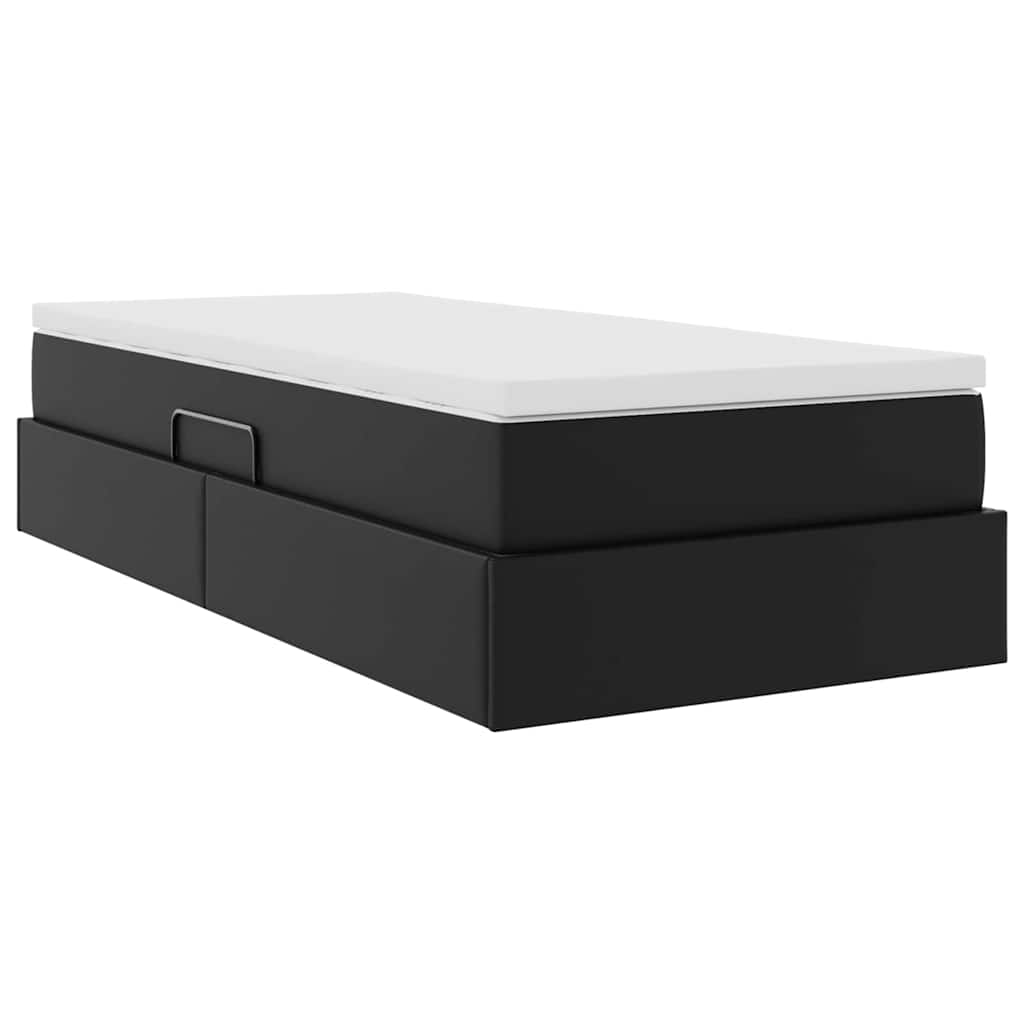 vidaXL Opbergbed met matras met matras Zwart 120 x 190 cm Nep Leer