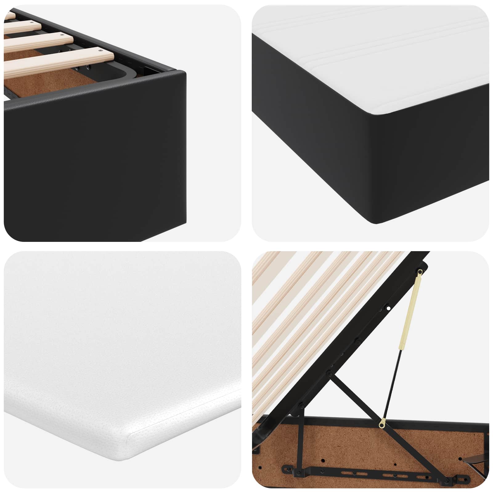 vidaXL Opbergbed met matras met matras Zwart 120 x 190 cm Nep Leer