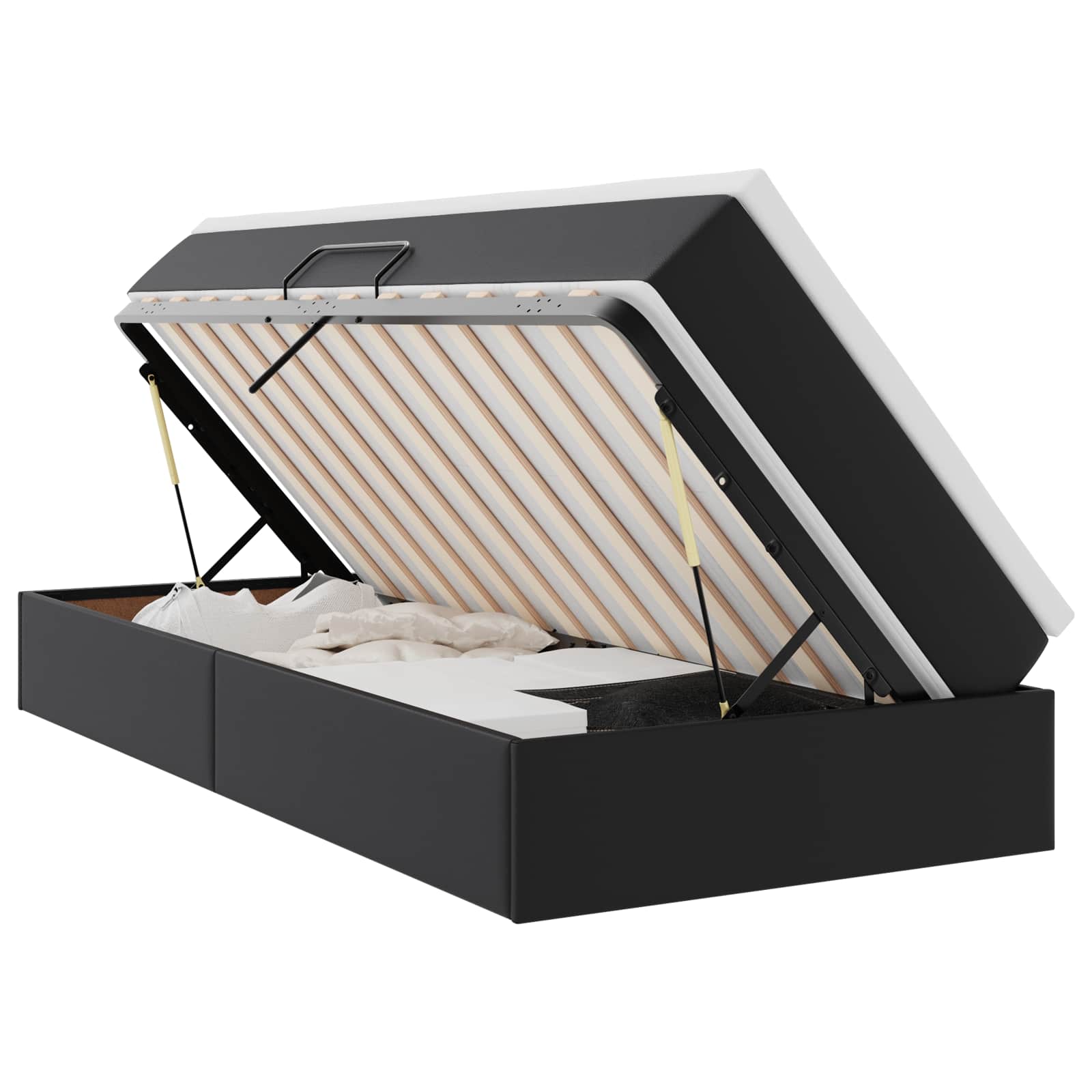 vidaXL Opbergbed met matras met matras Zwart 120 x 190 cm Nep Leer
