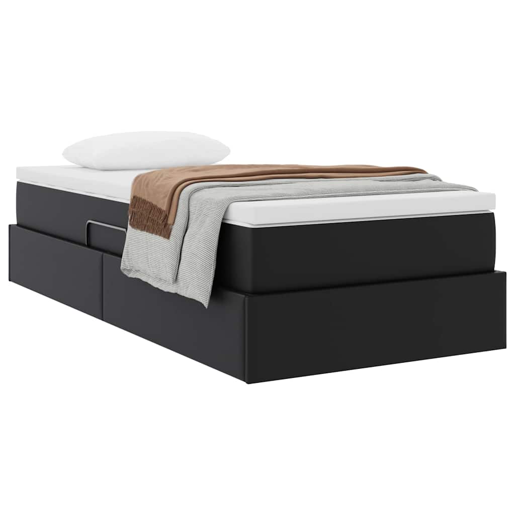 vidaXL Opbergbed met matras met matras Zwart 120 x 190 cm Nep Leer